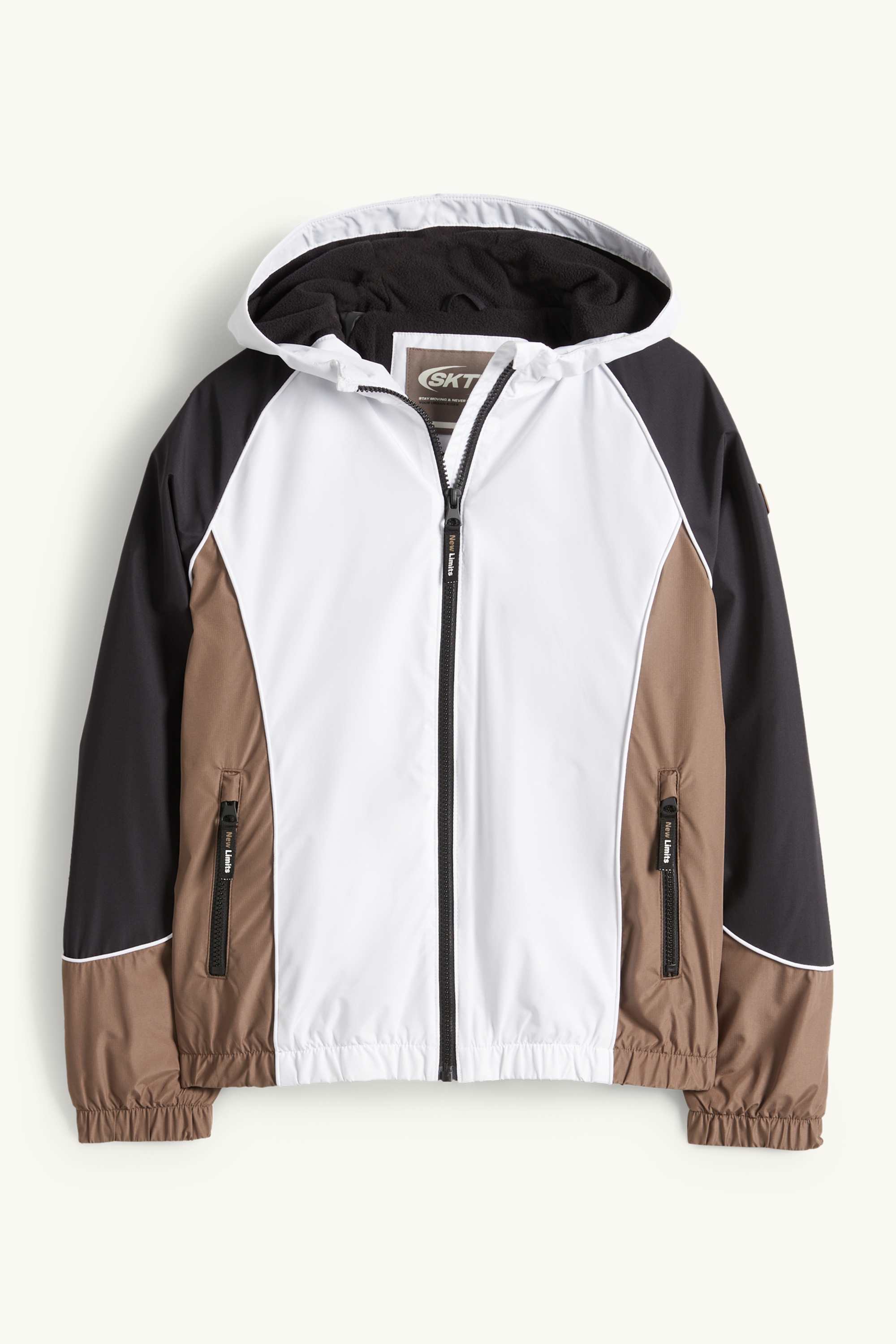 Jacket with hood brown / cremewhite