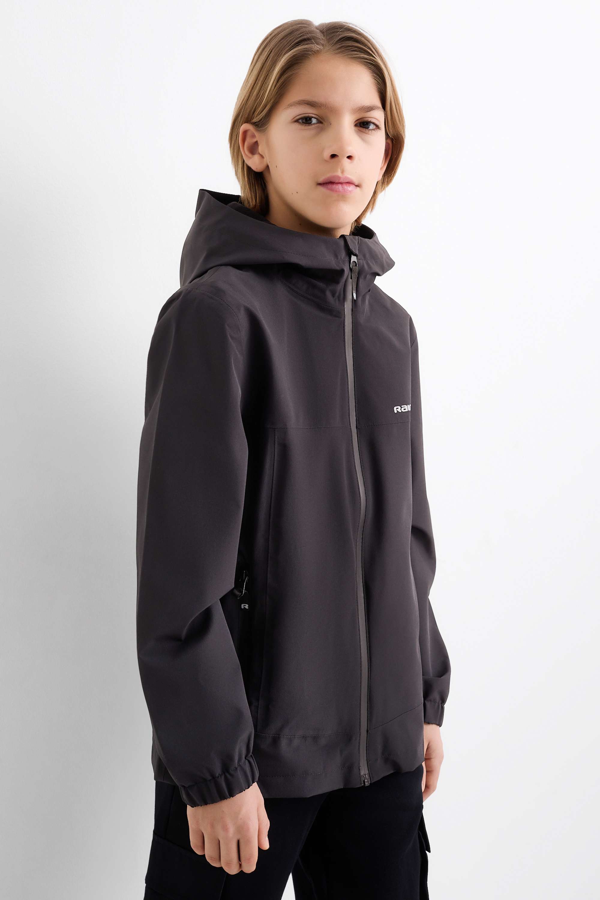 Rain jacket with hood - waterproof black