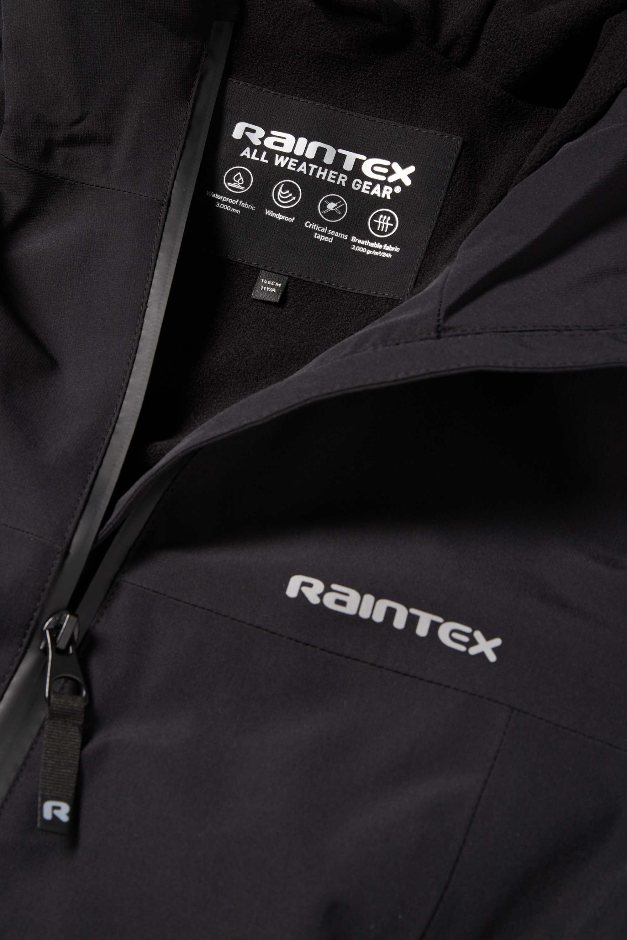 Rain jacket with hood - waterproof black