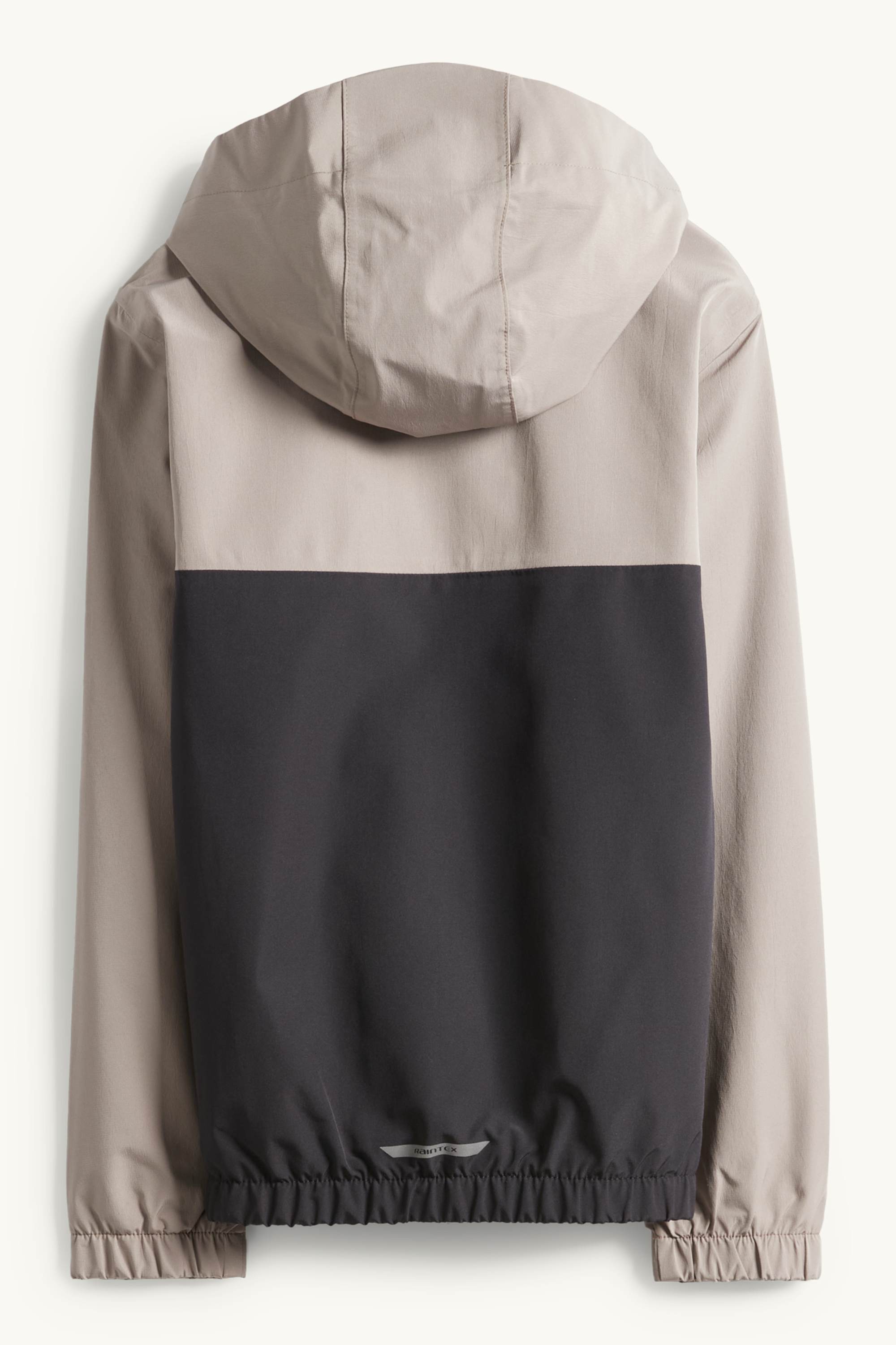 Rain jacket with hood - waterproof black / beige