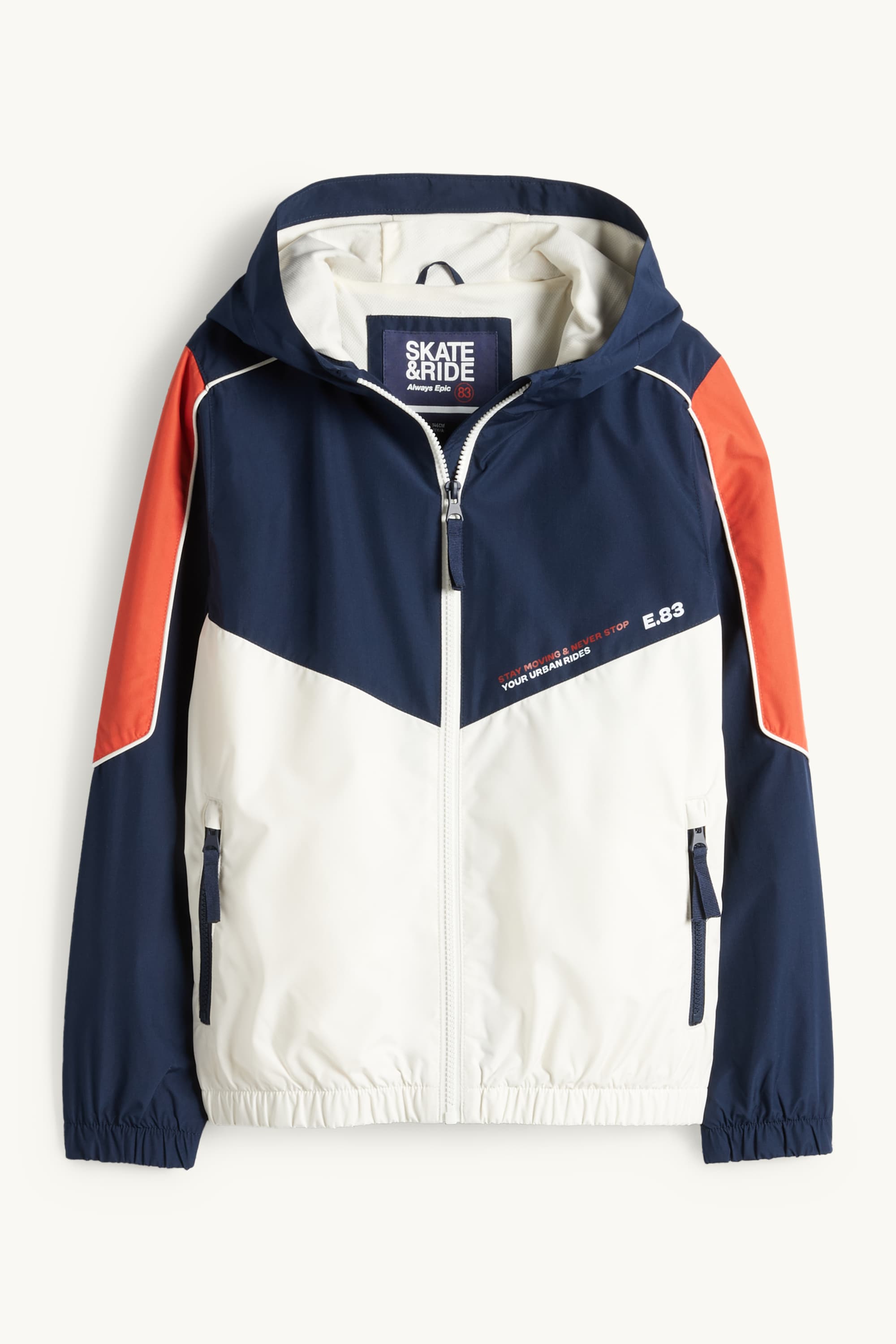 Jacket with hood - water-repellent dark blue / creme white