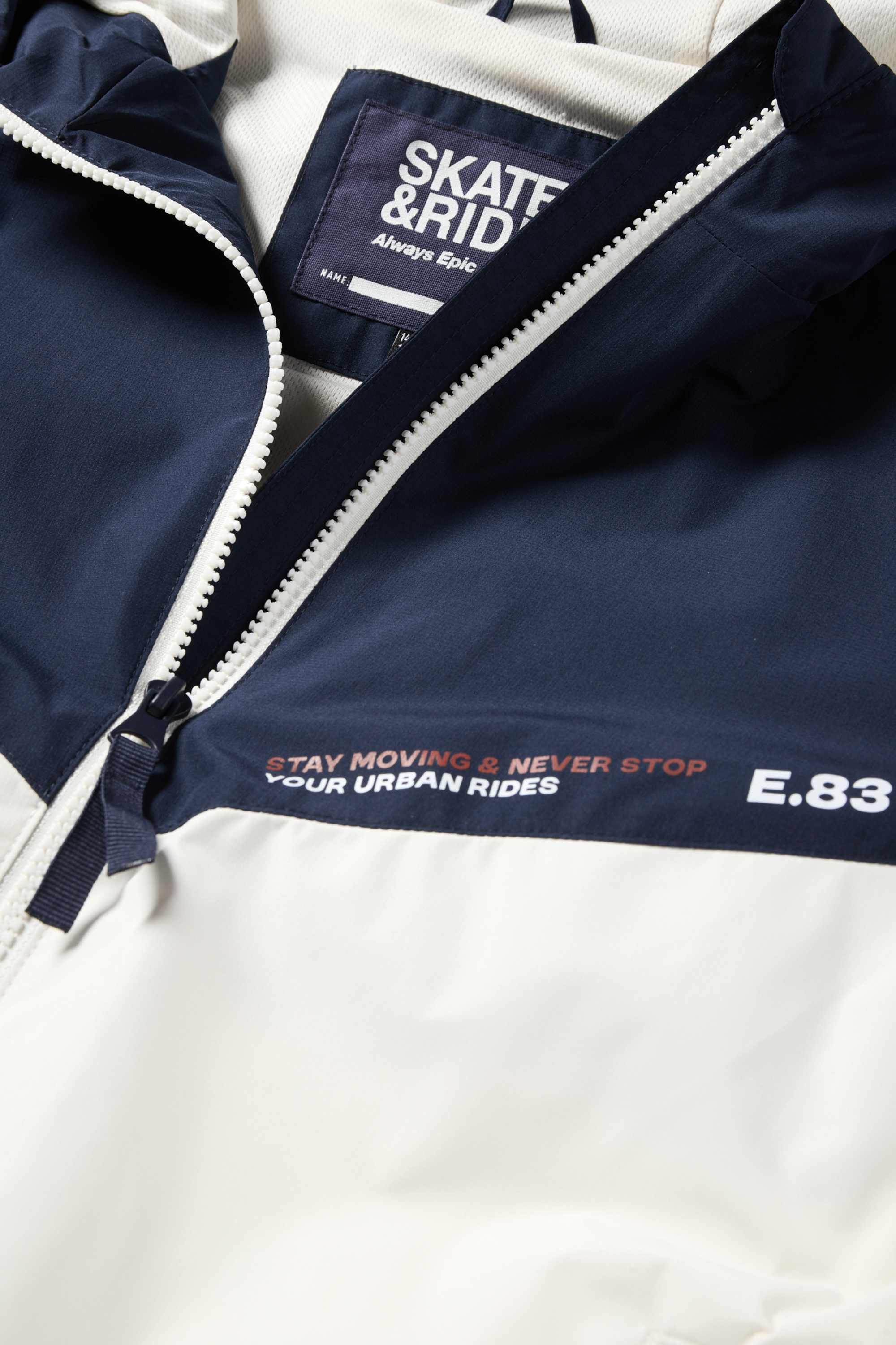 Jacket with hood - water-repellent dark blue / creme white