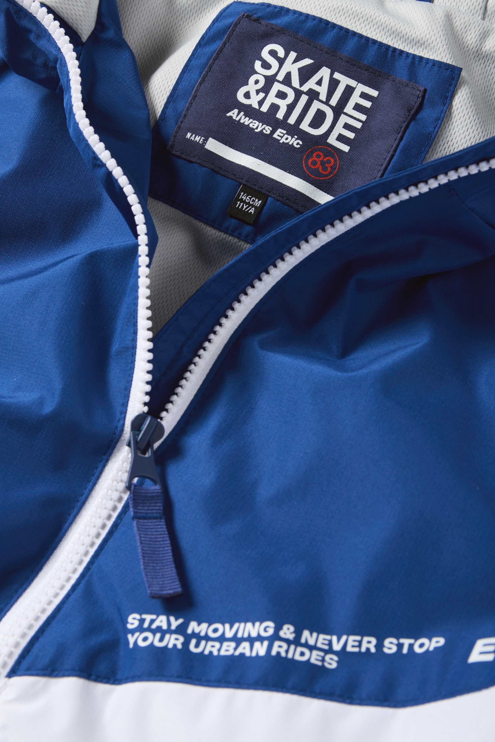Jacket with hood - water-repellent dark blue / white