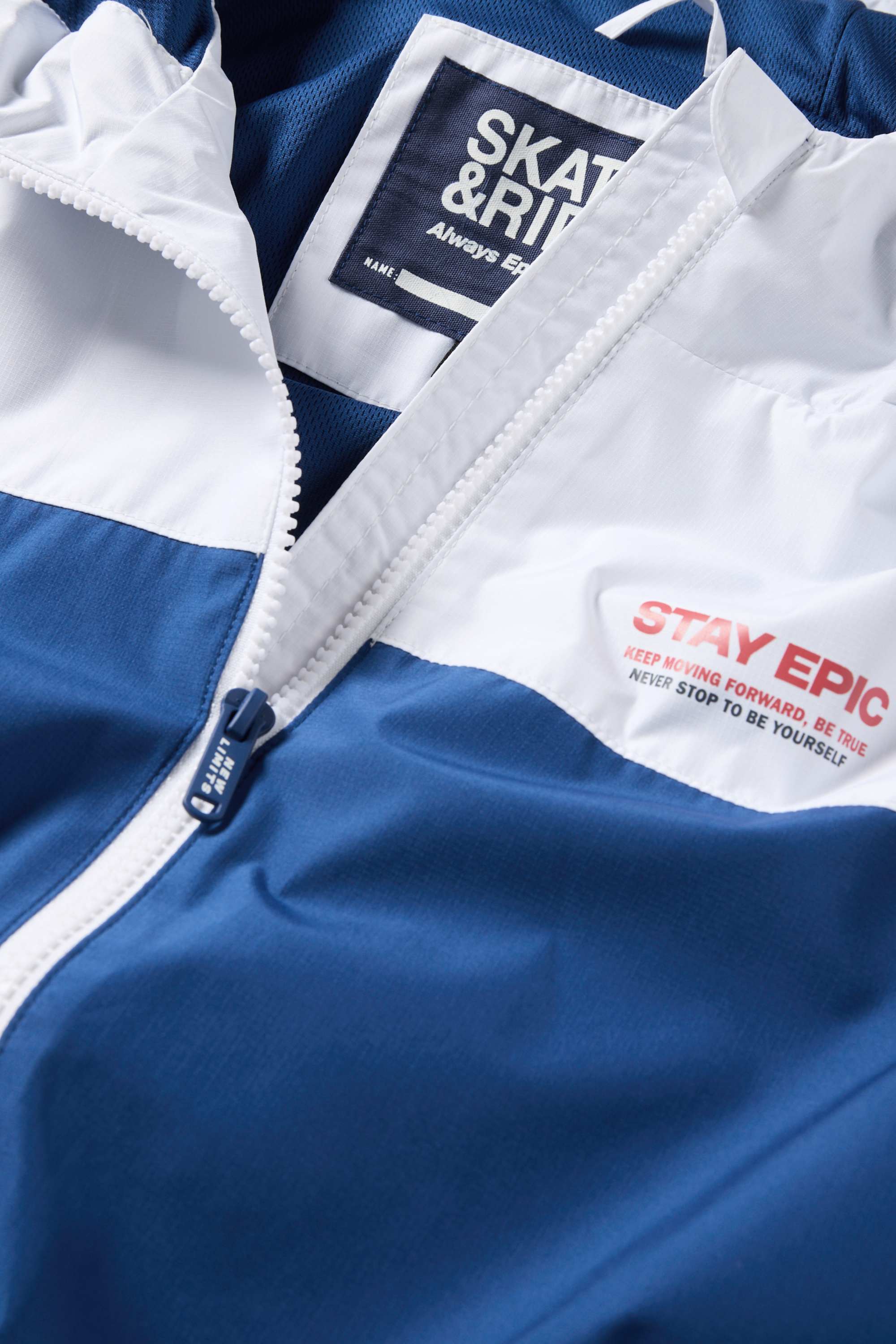 Jacket with hood - water-repellent white / blue