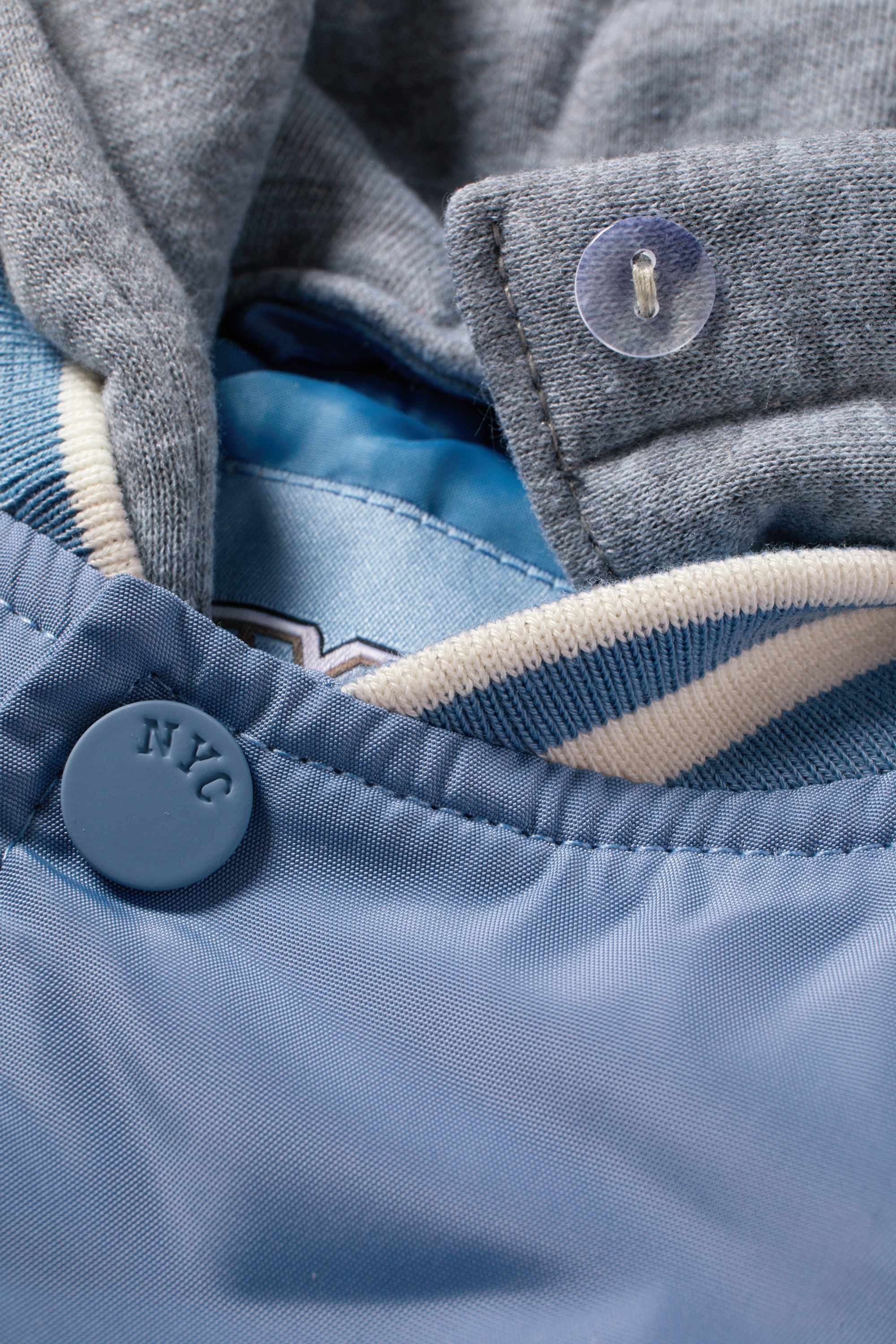 Football - varsity jacket with hood - lined light blue