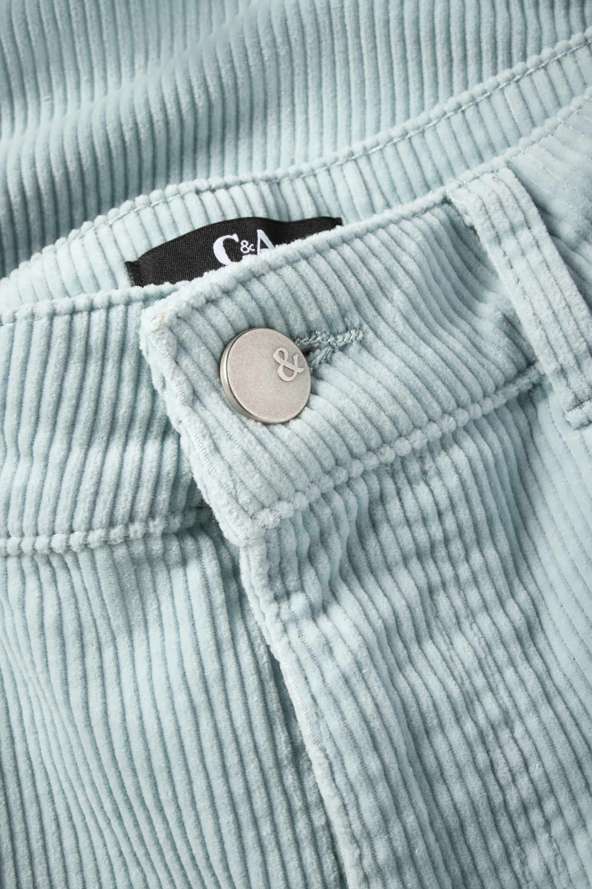 Corduroy trousers - high waist - straight fit light blue