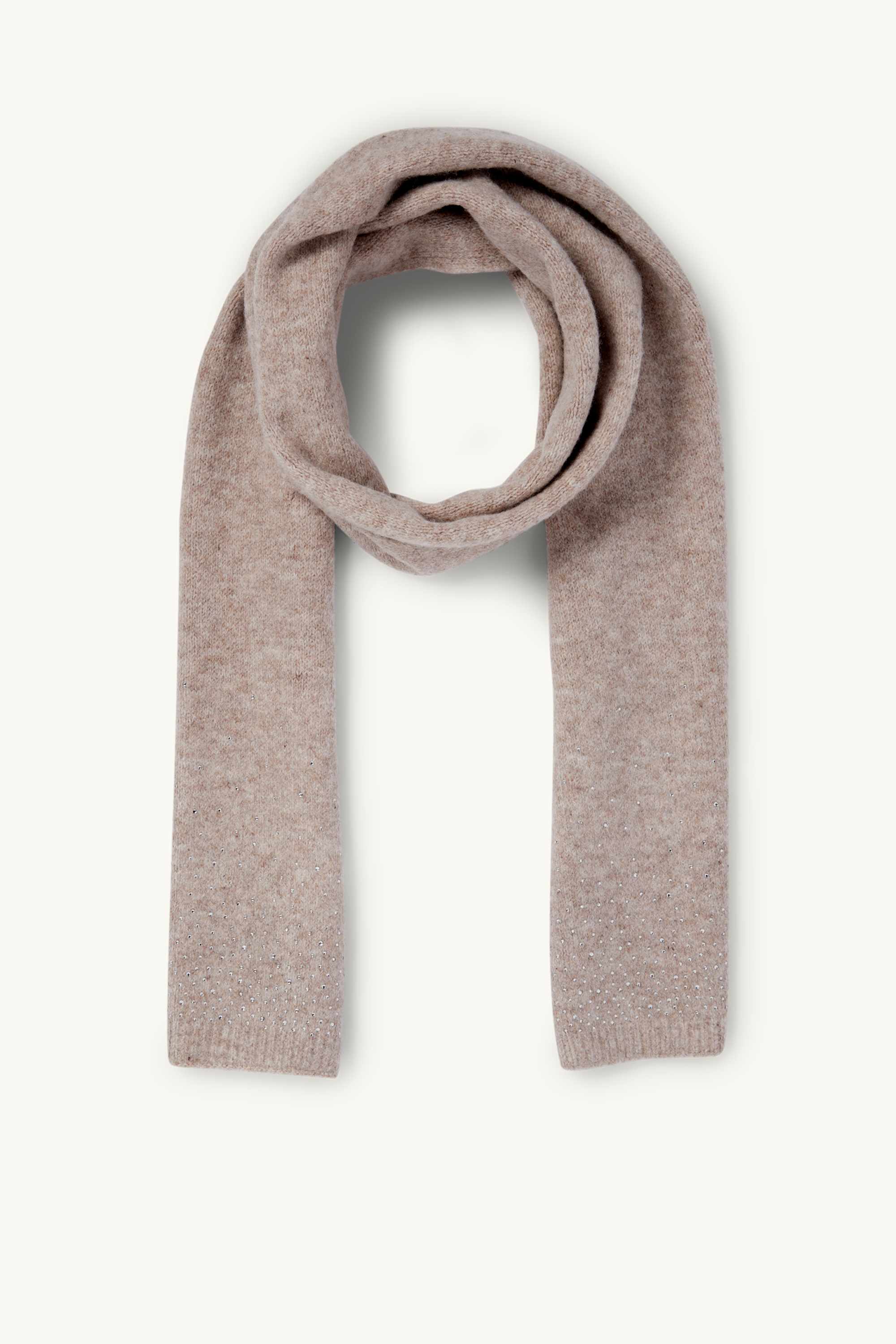 Scarf with rhinestones beige-melange