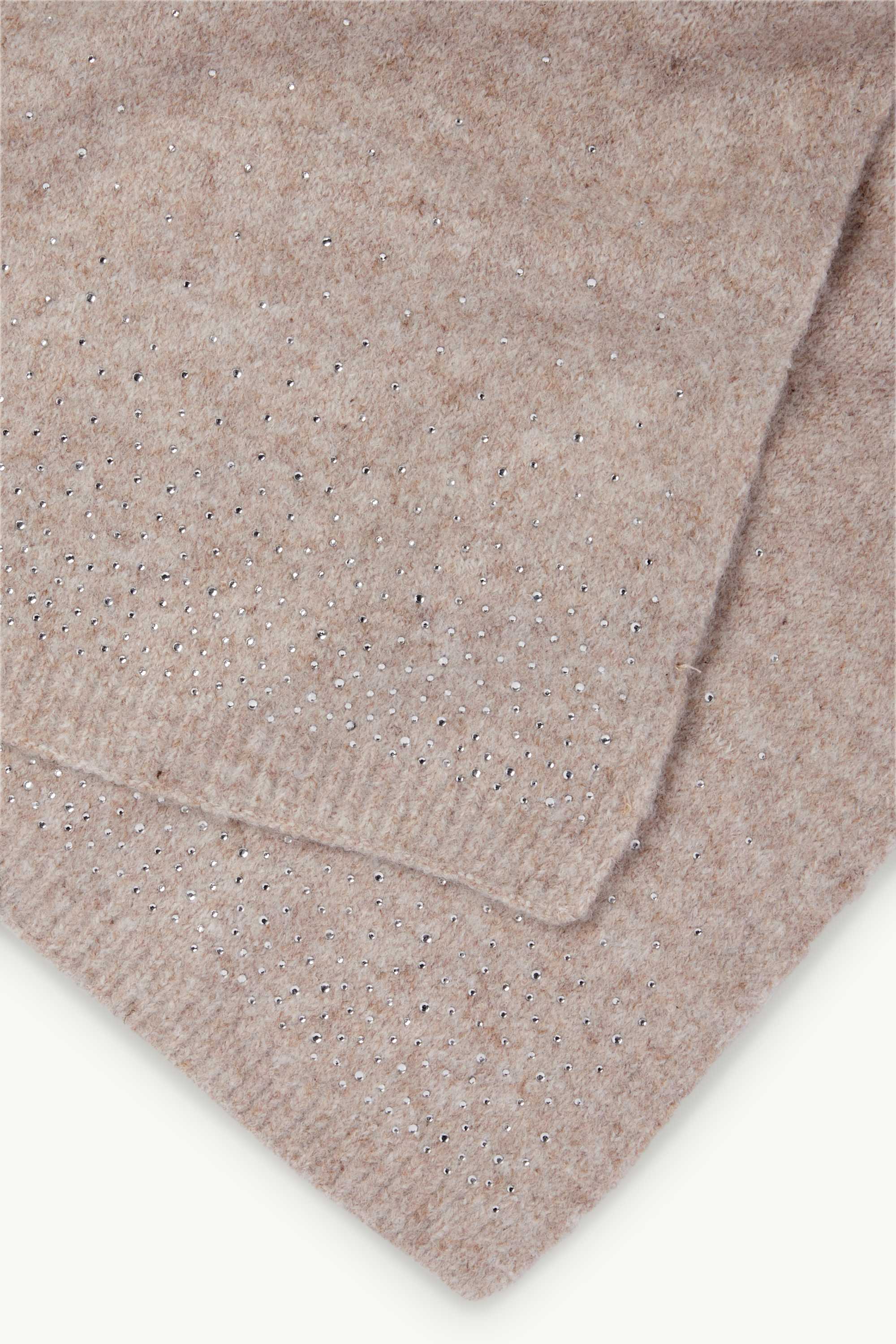 Scarf with rhinestones beige-melange