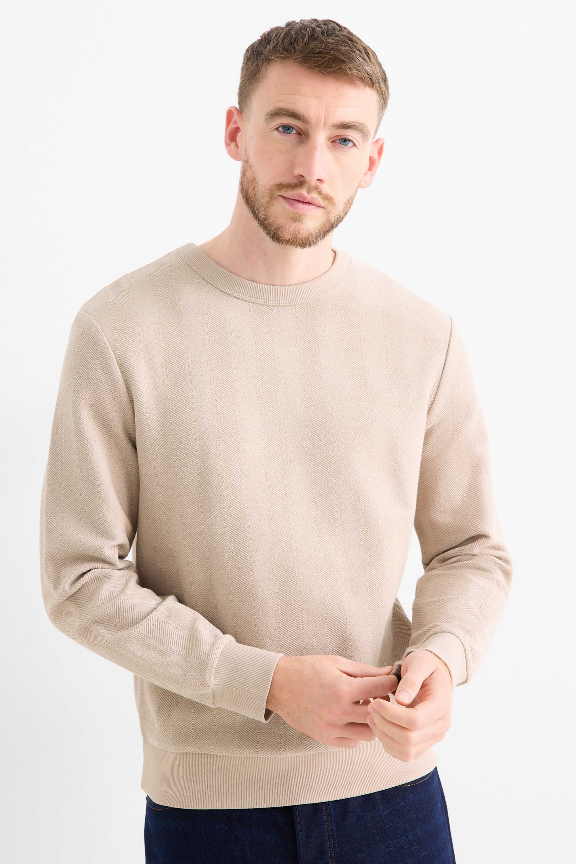 Sweatshirt - textured beige
