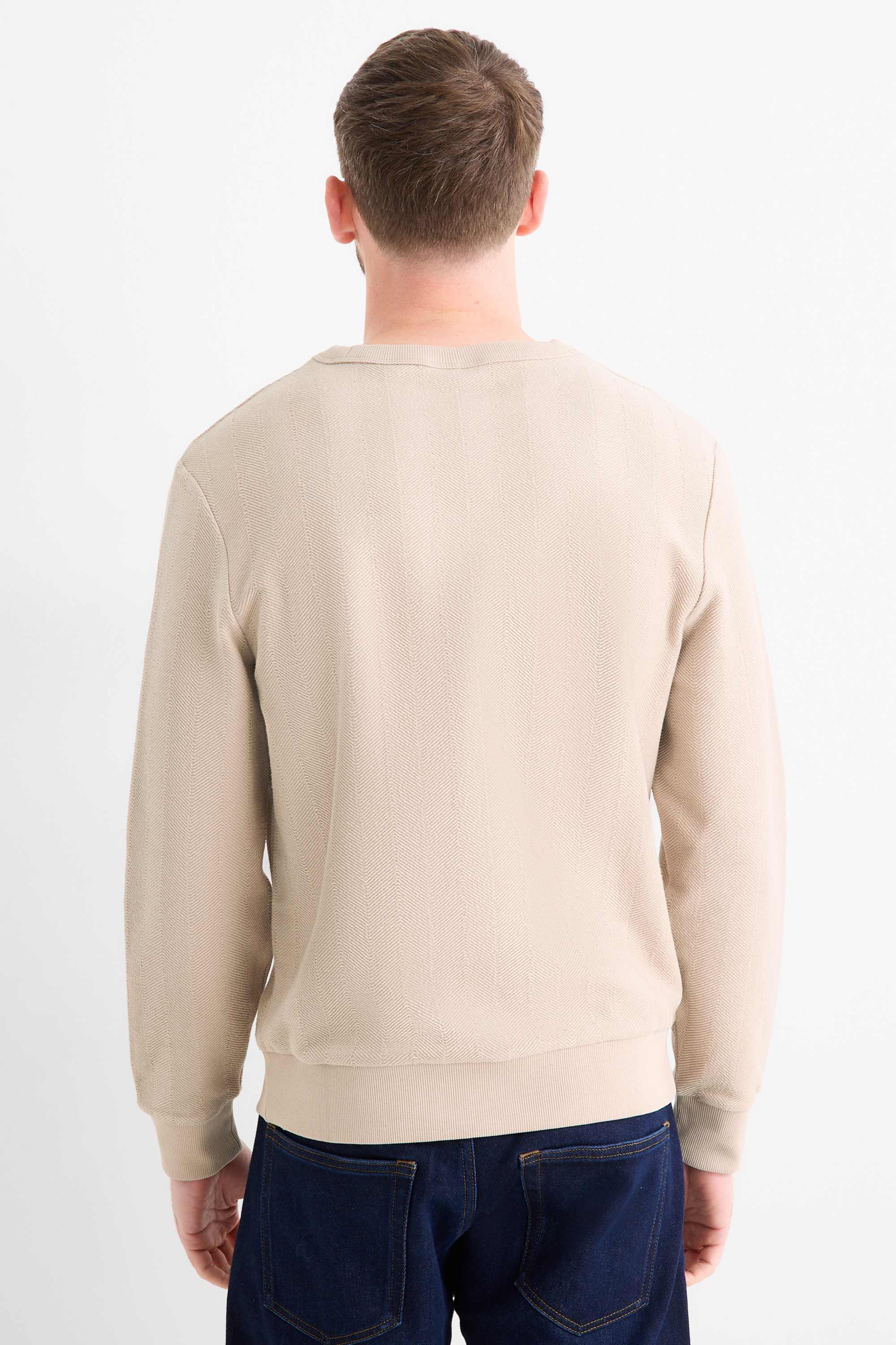 Sweatshirt - textured beige