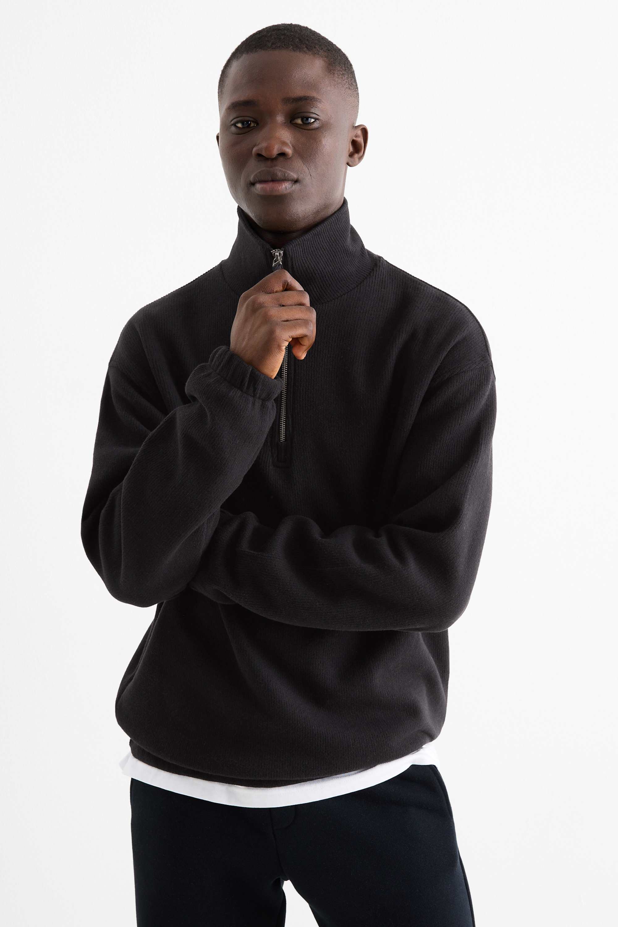 Sweatshirt - ribbed black