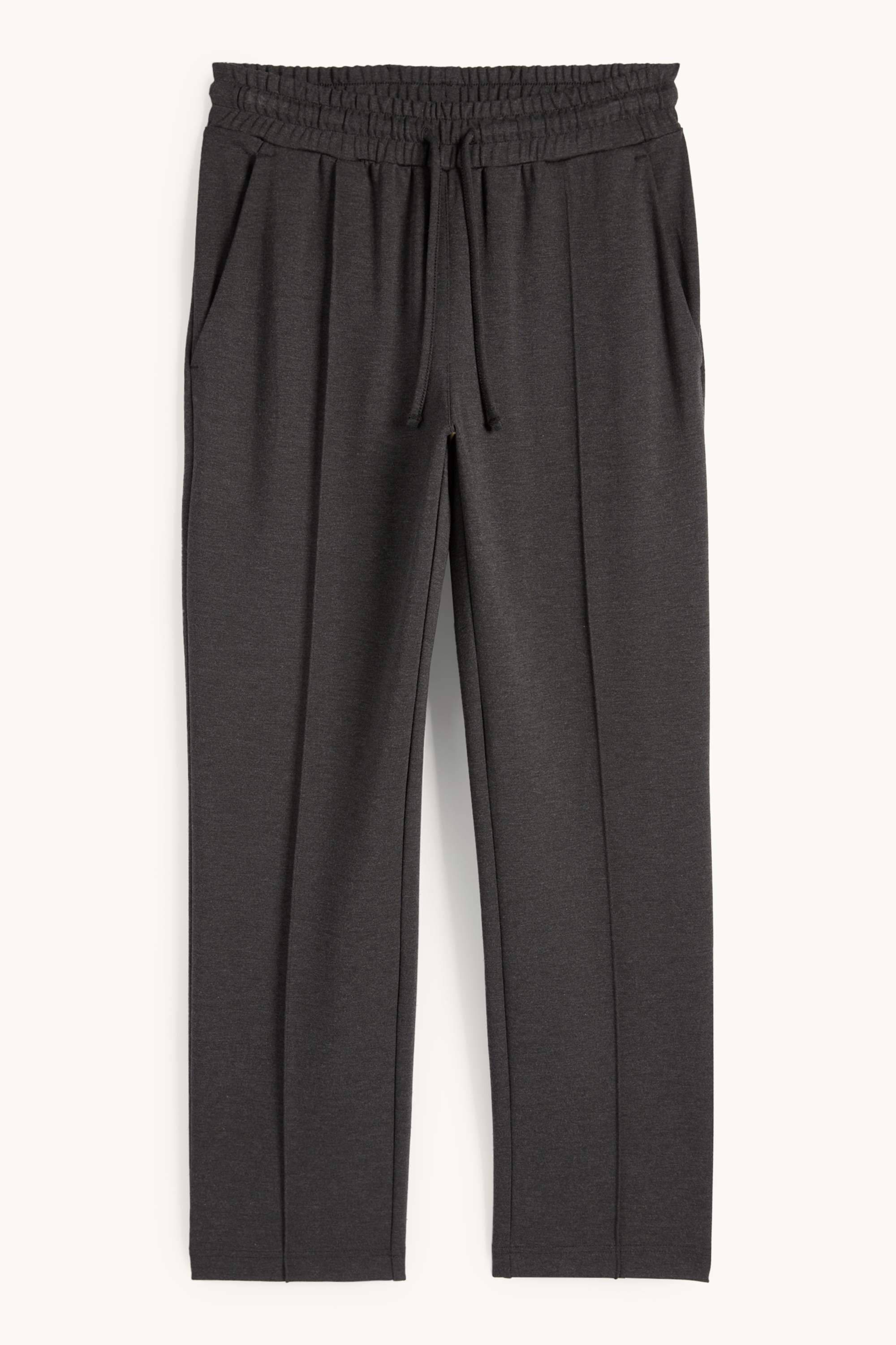 Jersey trousers - mid-rise waist - tapered fit dark gray