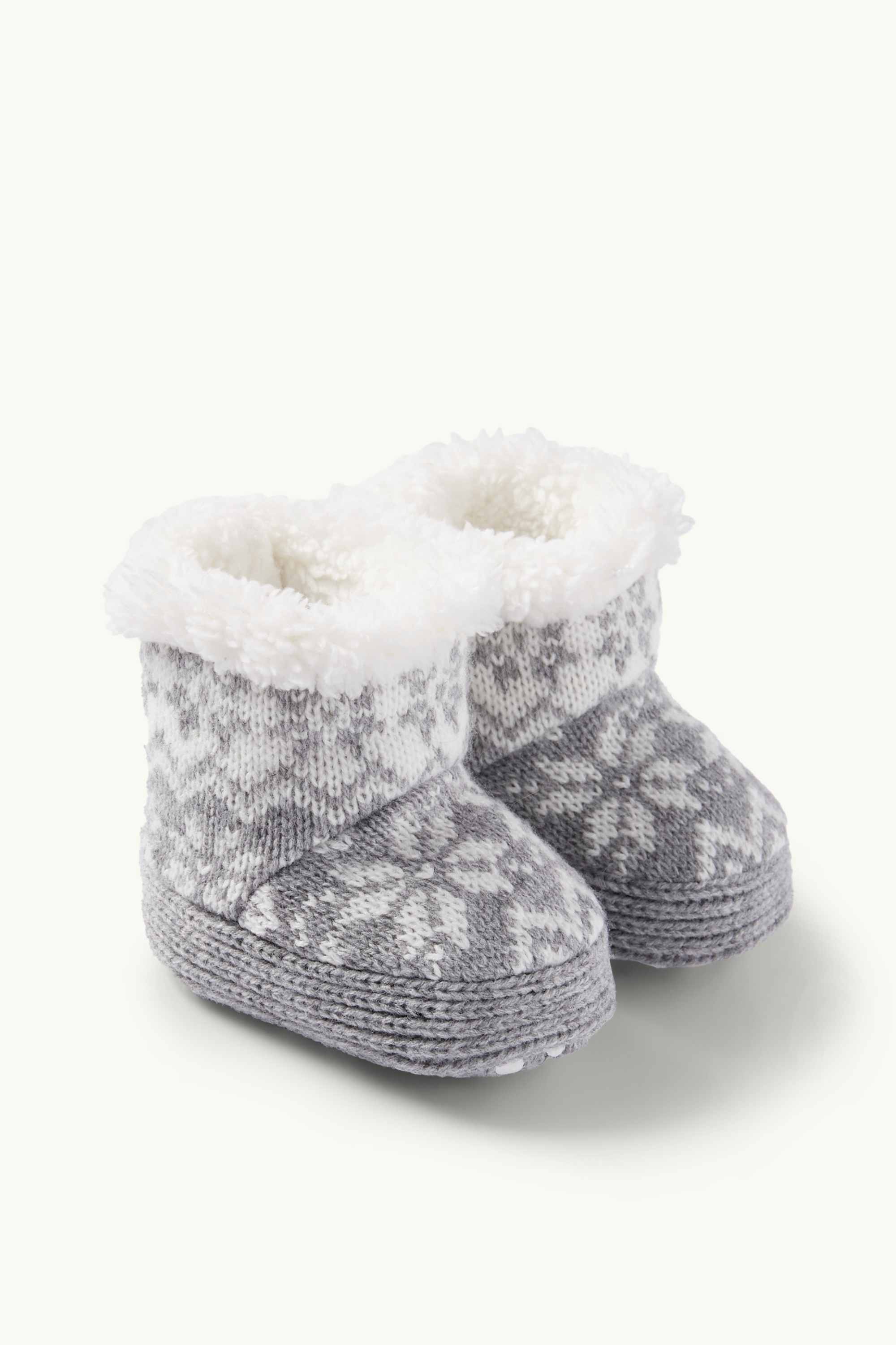 Baby booties - patterned gray