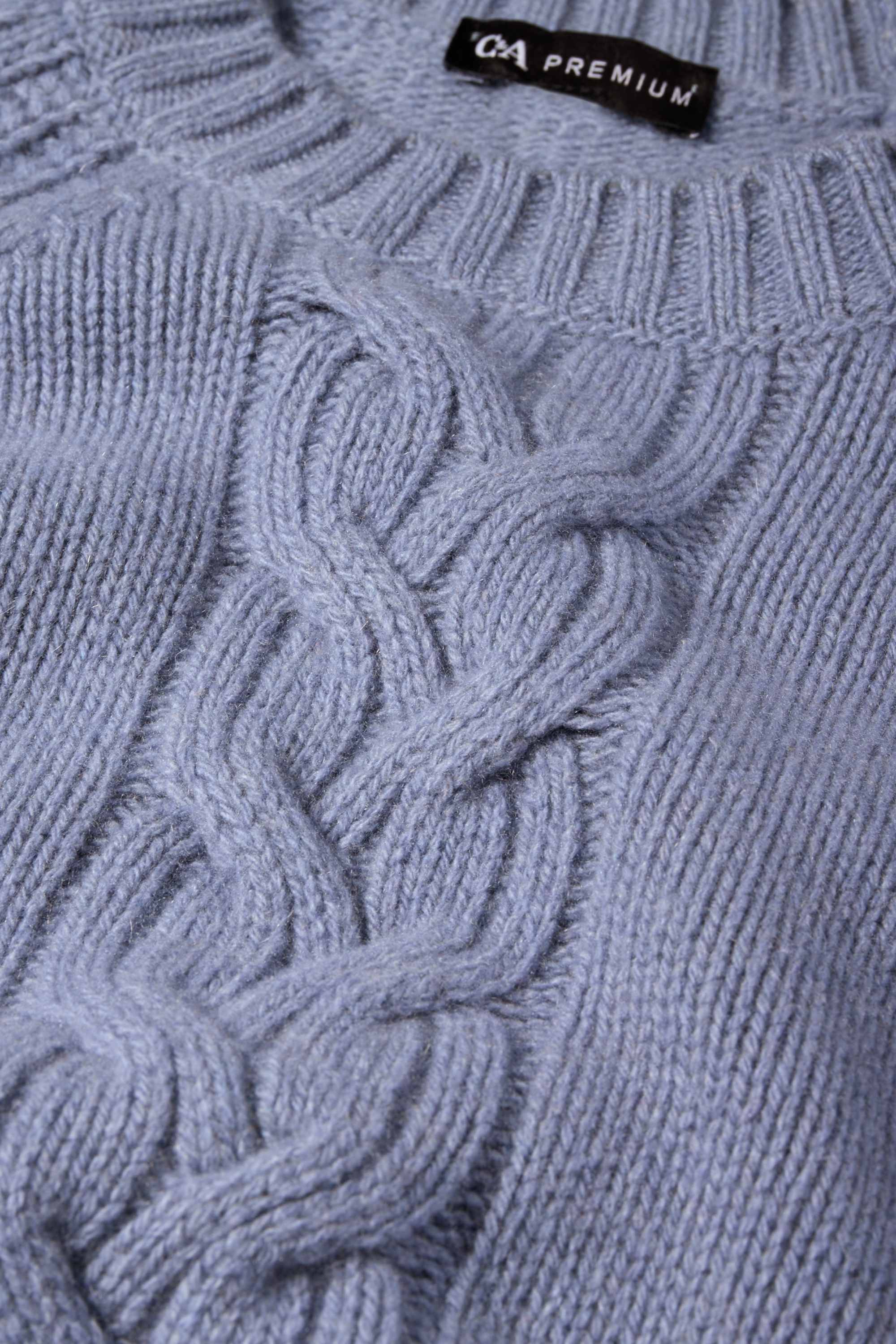 Cashmere jumper - cable knit pattern blue