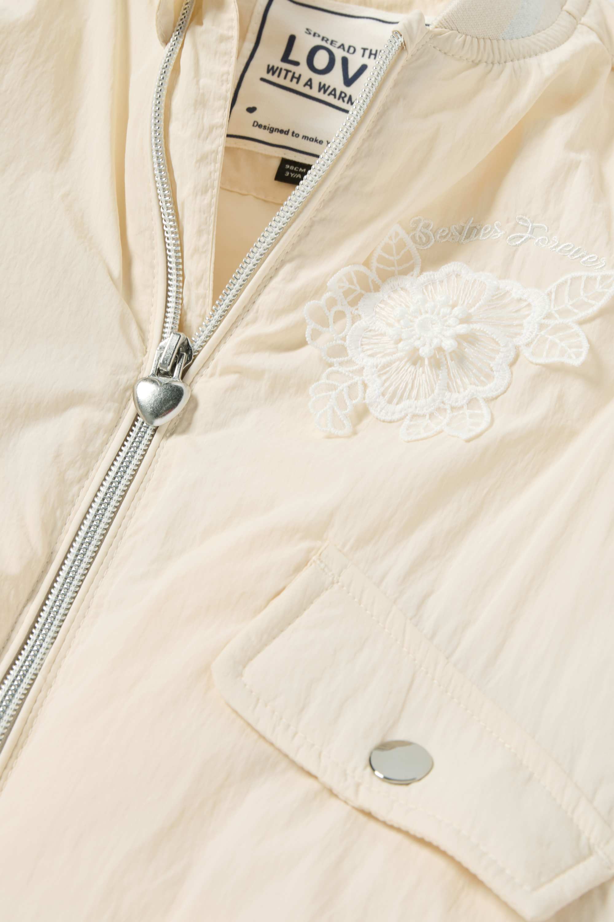 Floral - bomber jacket - lined light beige