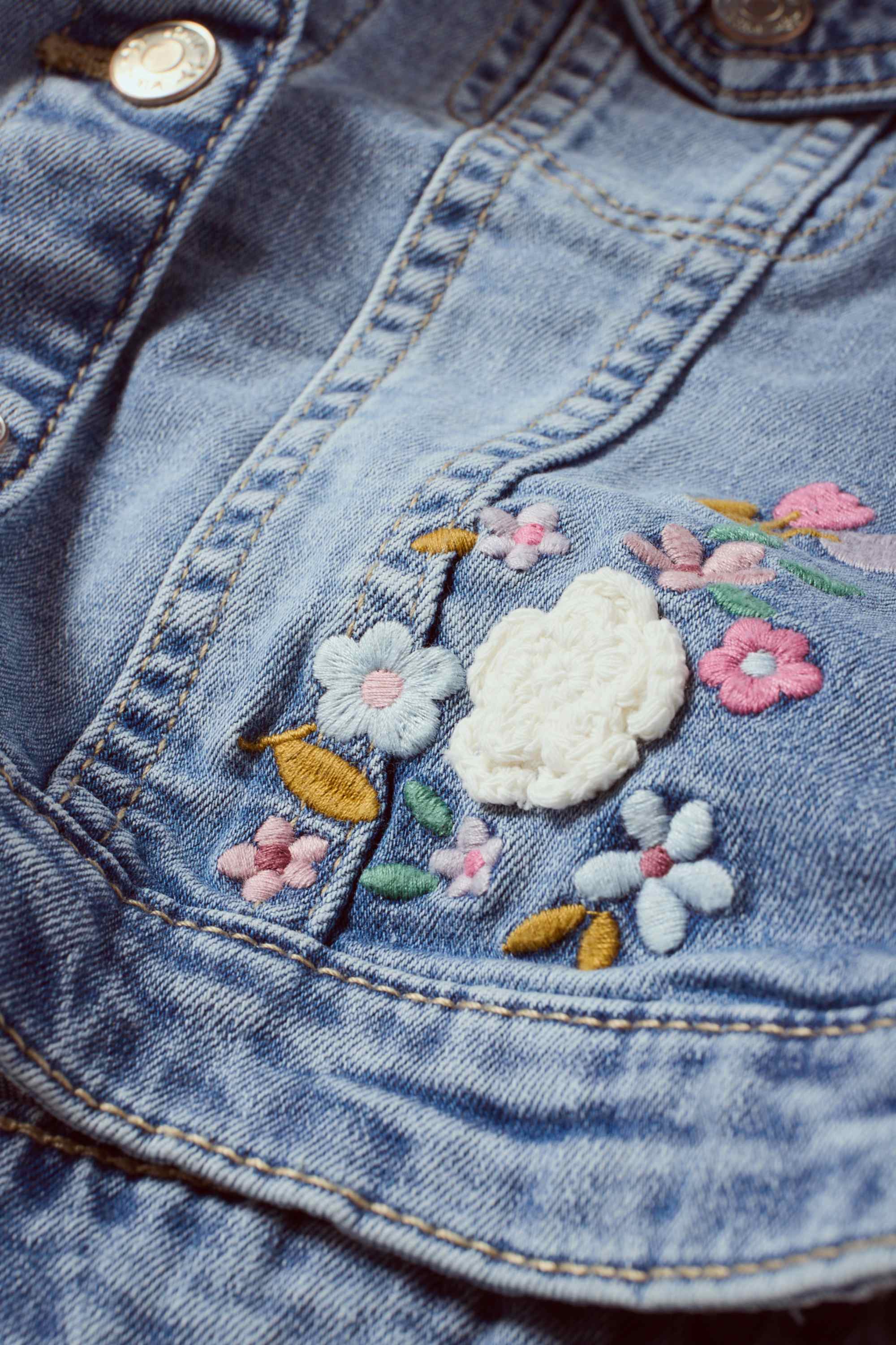 Floral - denim jacket blue denim