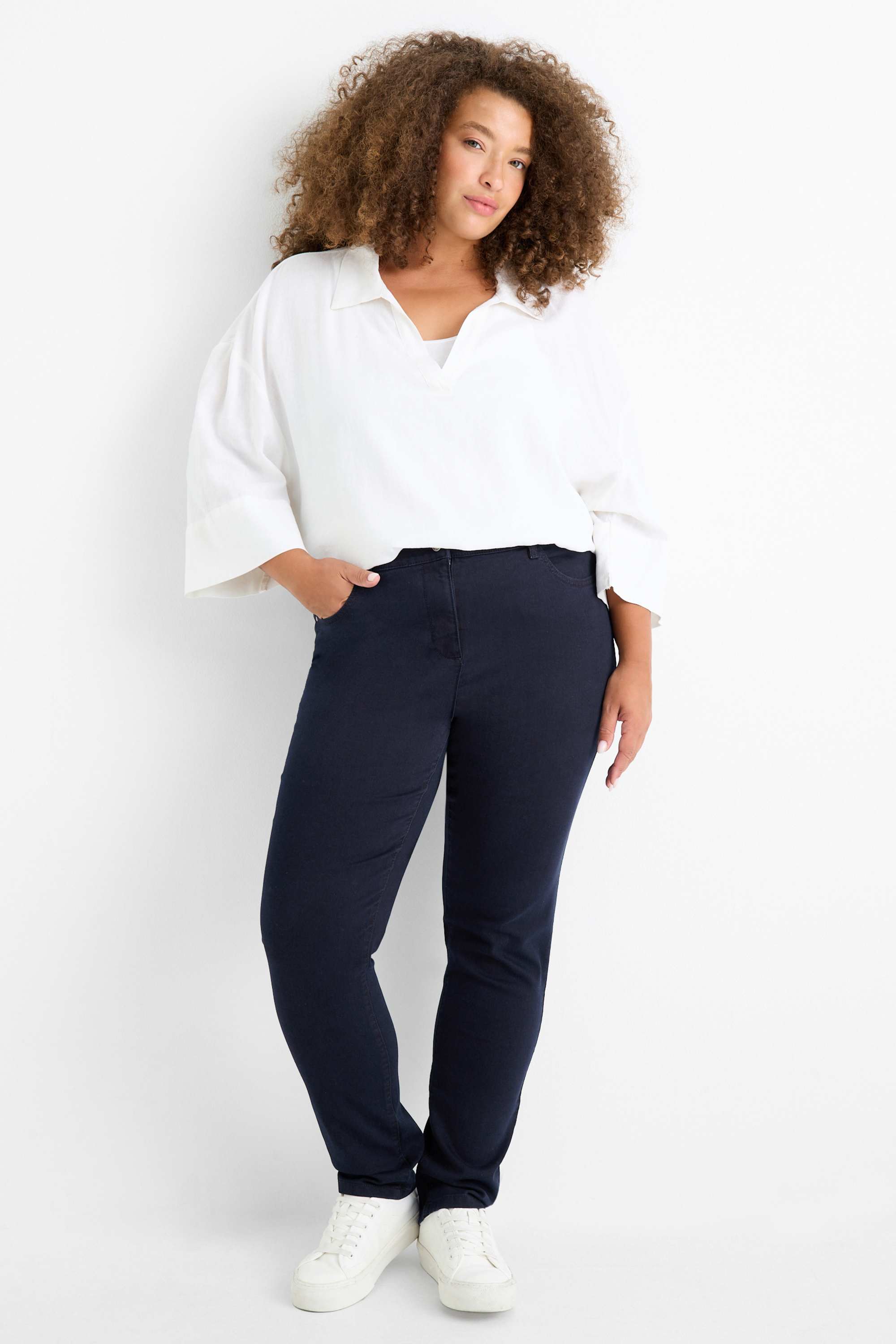 Slim jeans - mid-rise waist dark blue