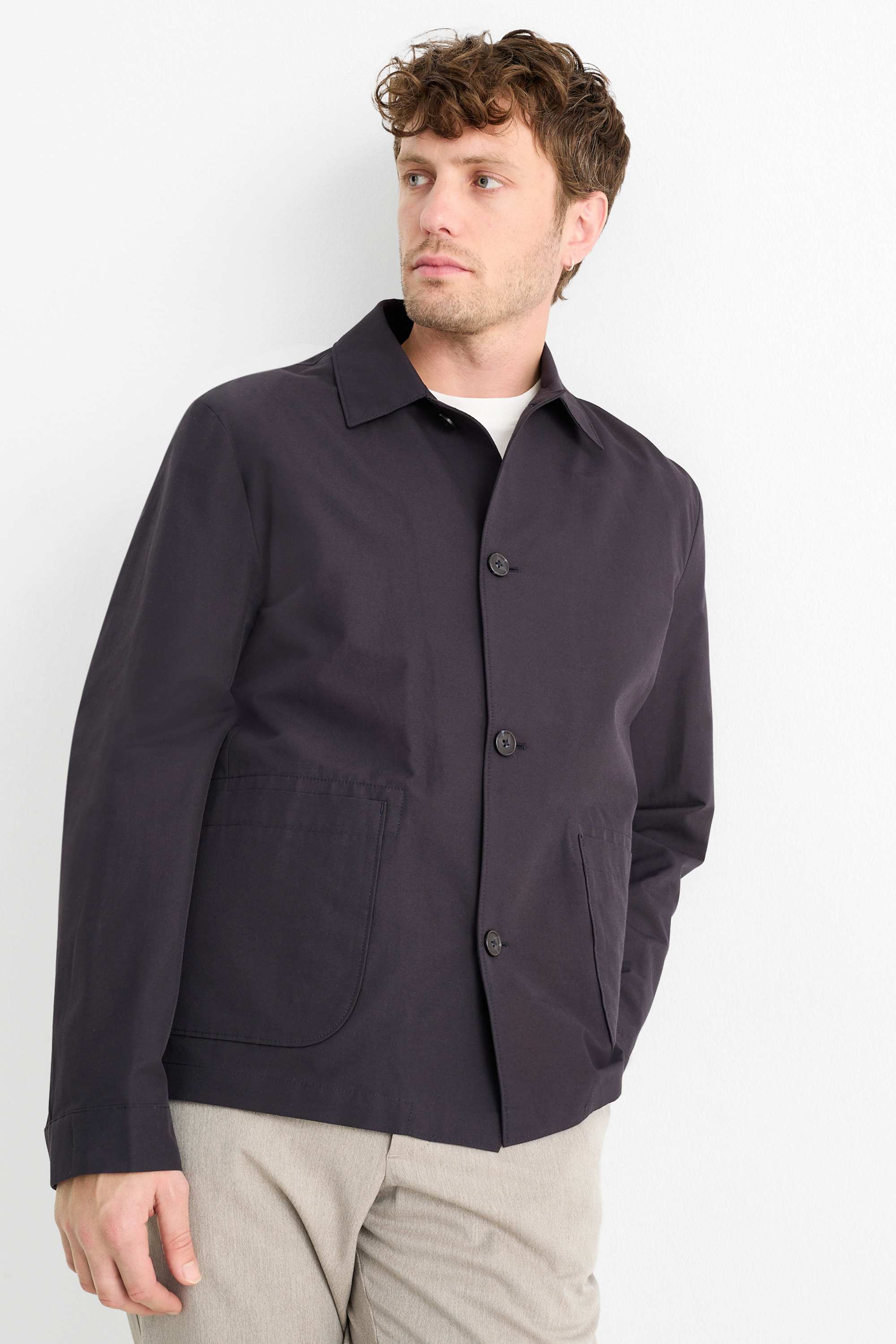 Shirt jacket - relaxed fit - kent collar dark blue