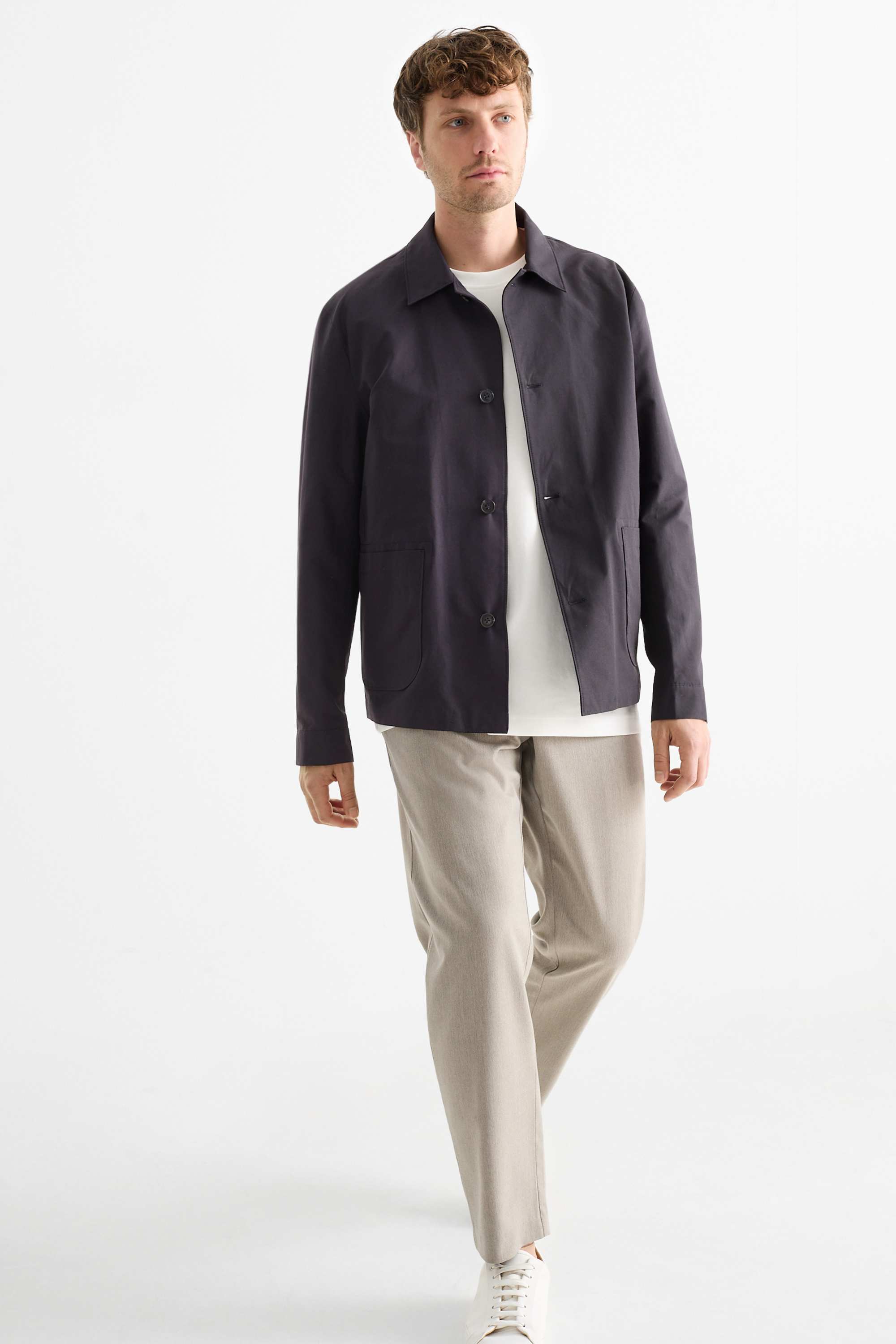 Shirt jacket - relaxed fit - kent collar dark blue