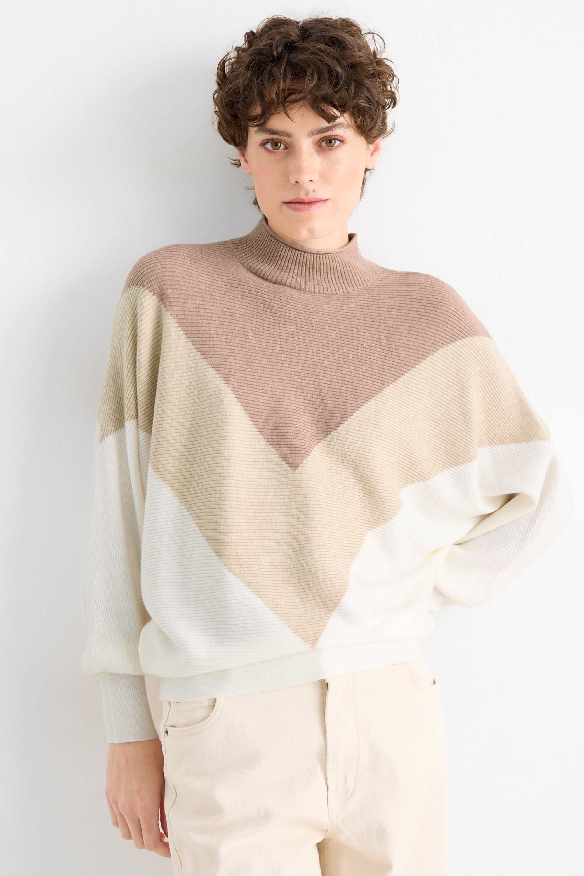 Jumper - ribbed beige