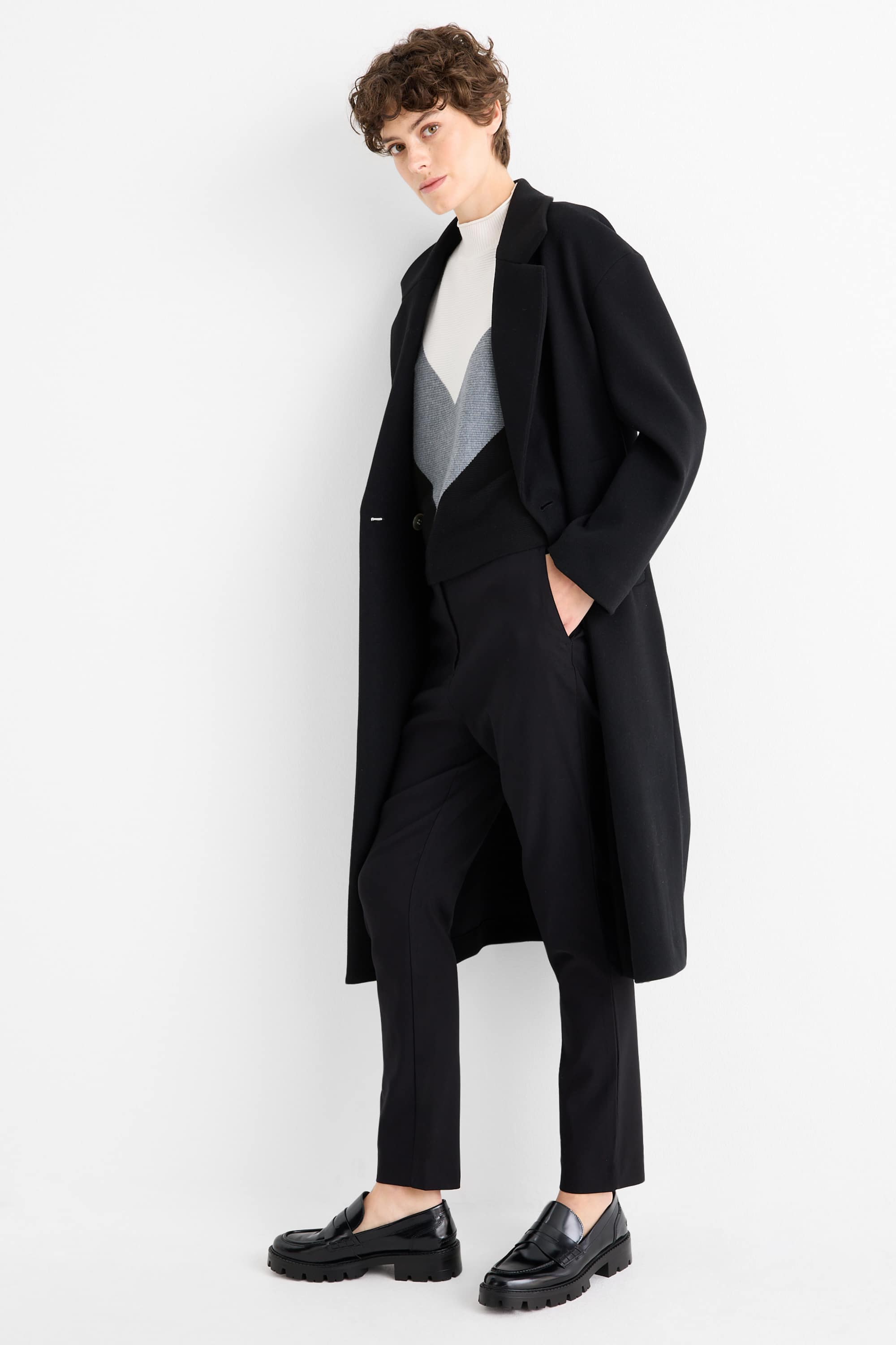 Jumper - ribbed gray / black