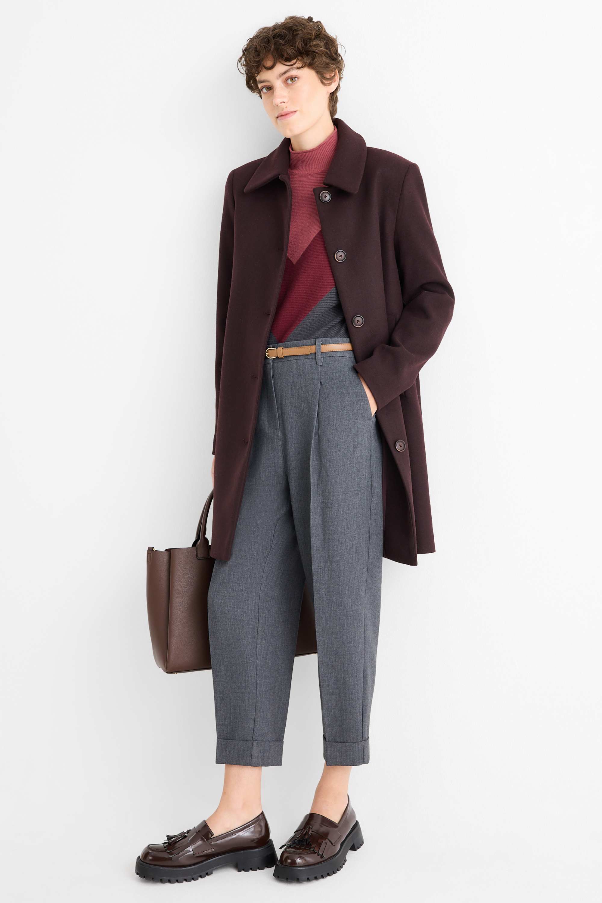 Jumper - ribbed bordeaux
