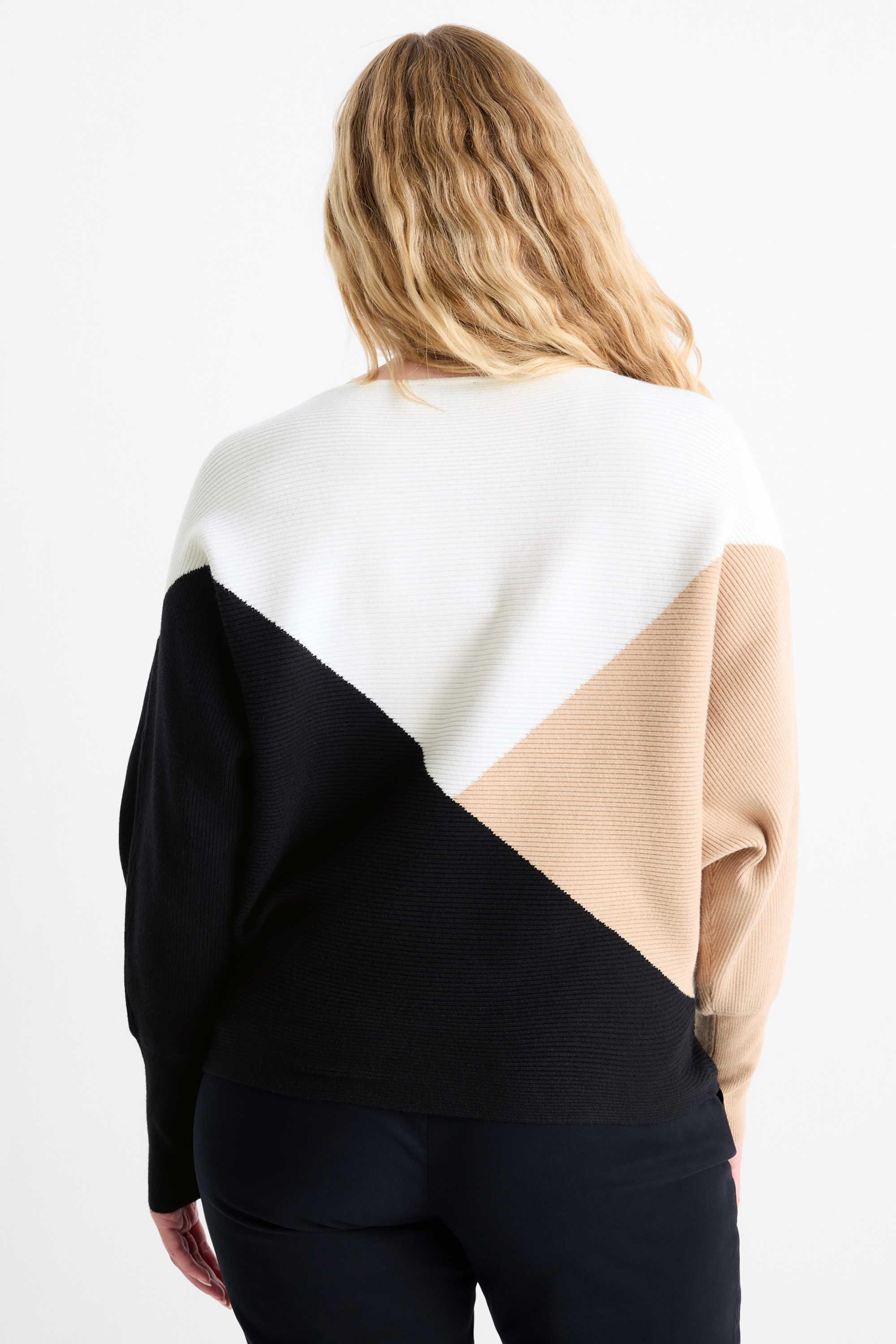Jumper - ribbed white / beige