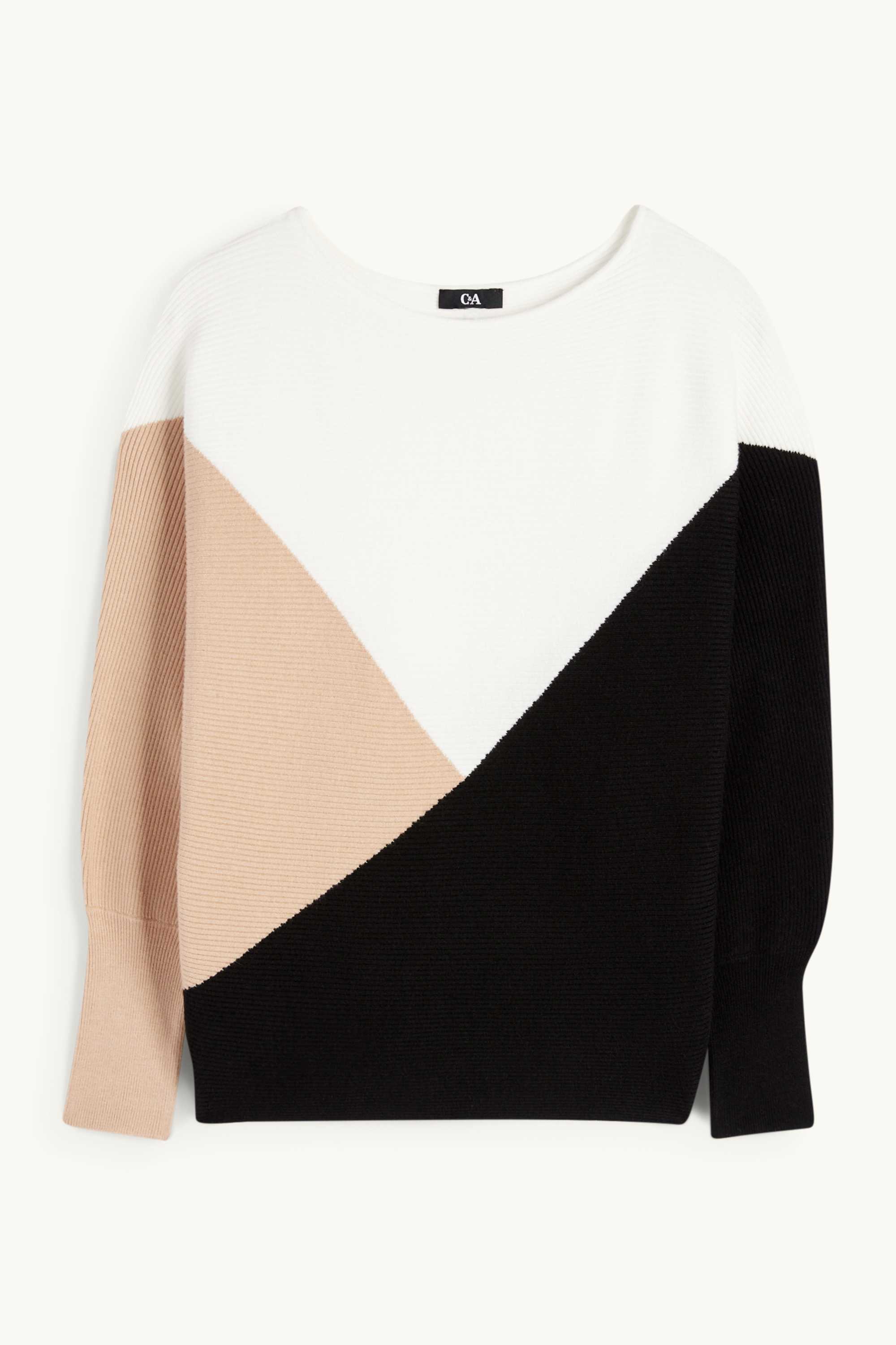 Jumper - ribbed white / beige