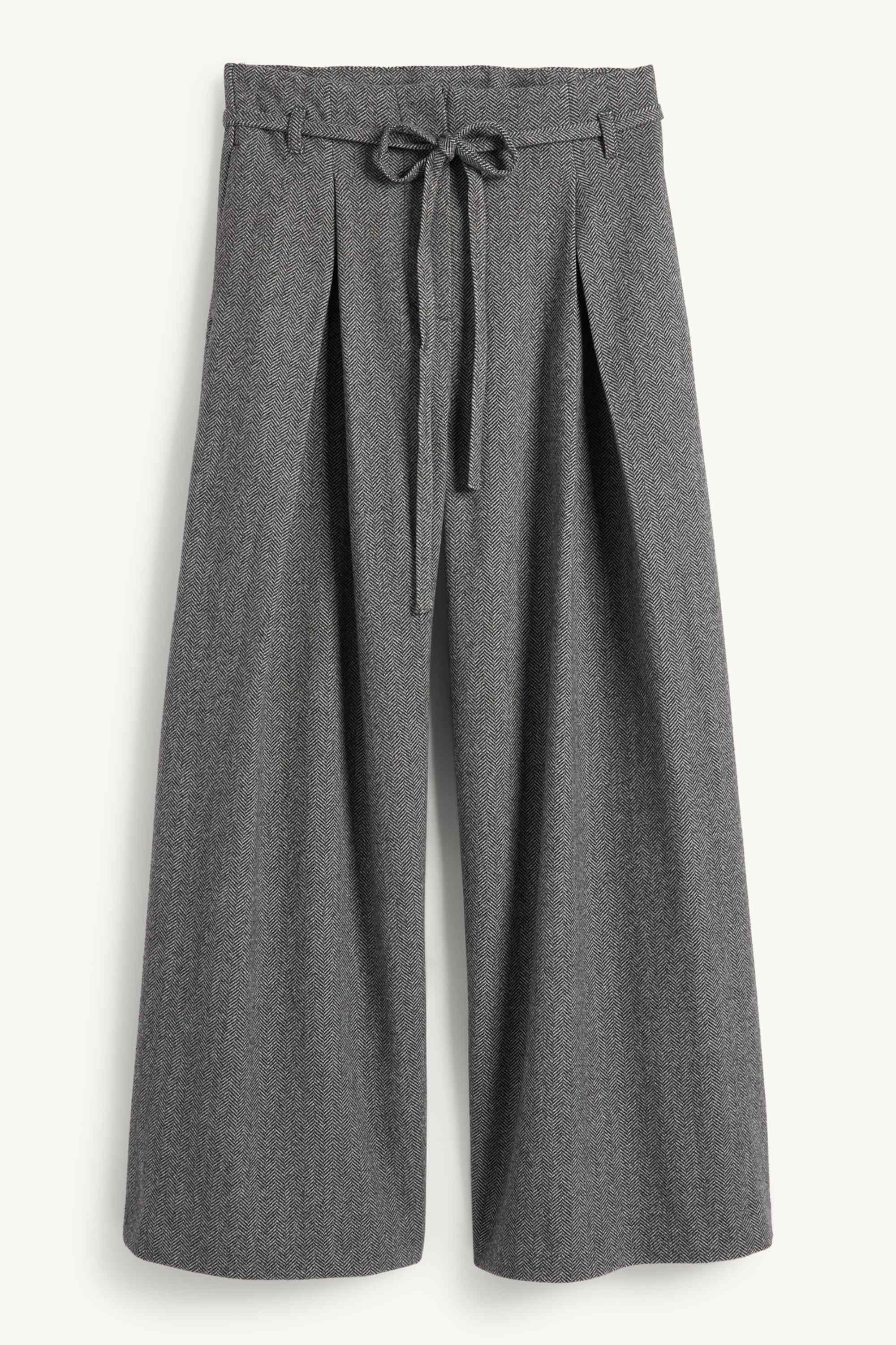 Cloth trousers - high waist - wide leg - patterned gray