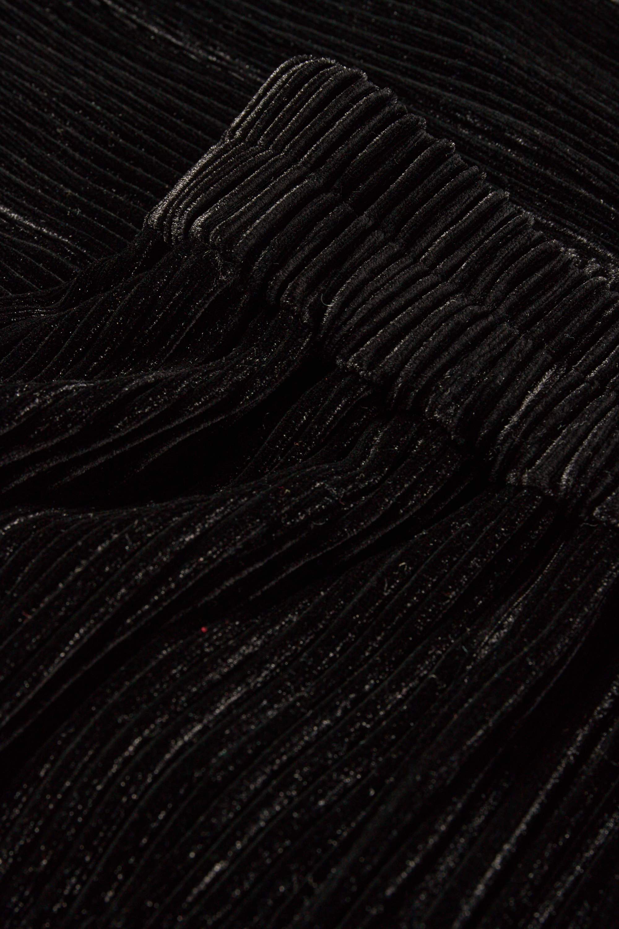 Plissé velvet trousers - high waist - wide leg black