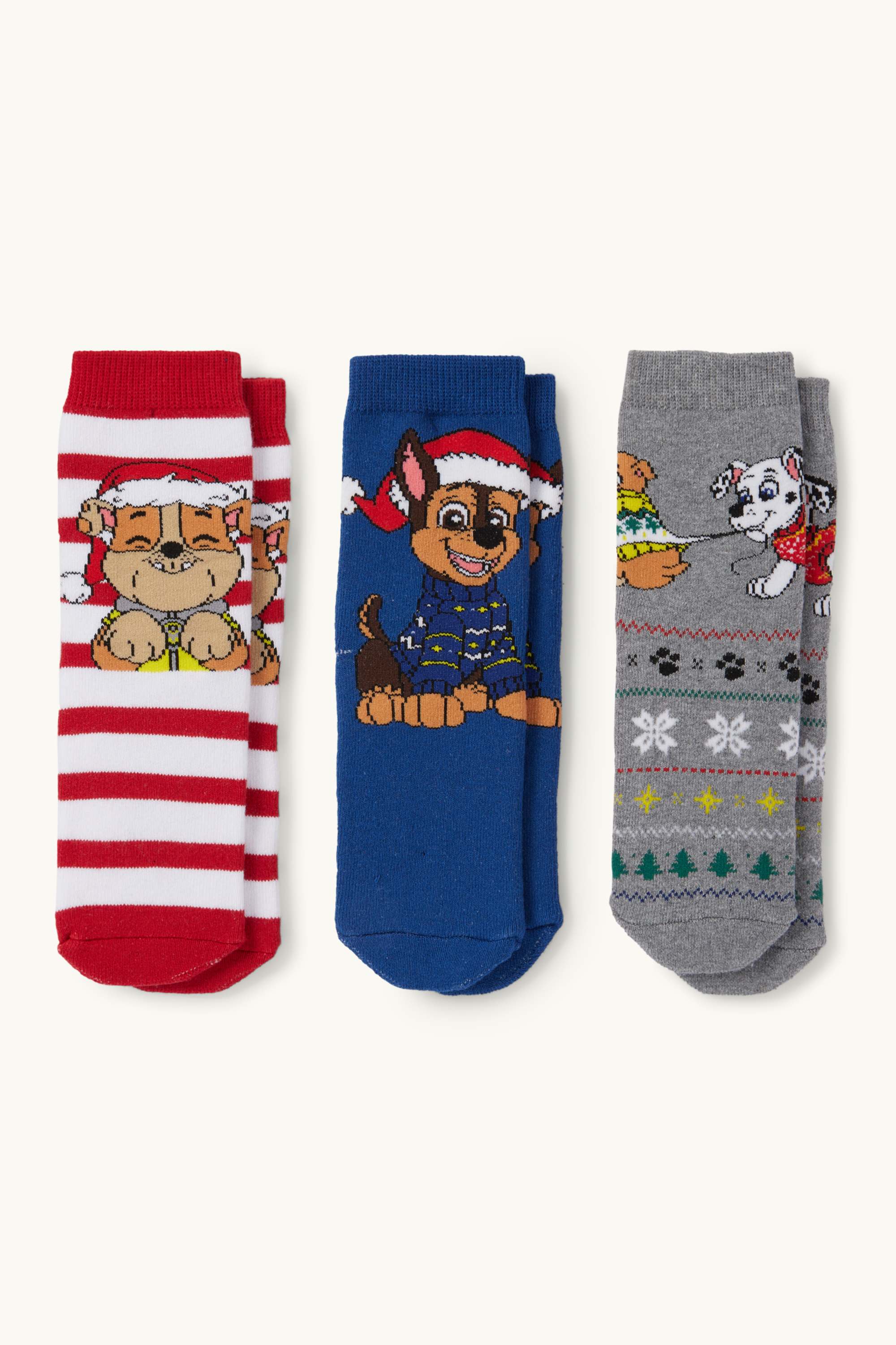 Multipack of 3 - PAW Patrol - Chase - warm Christmas socks red / dark blue