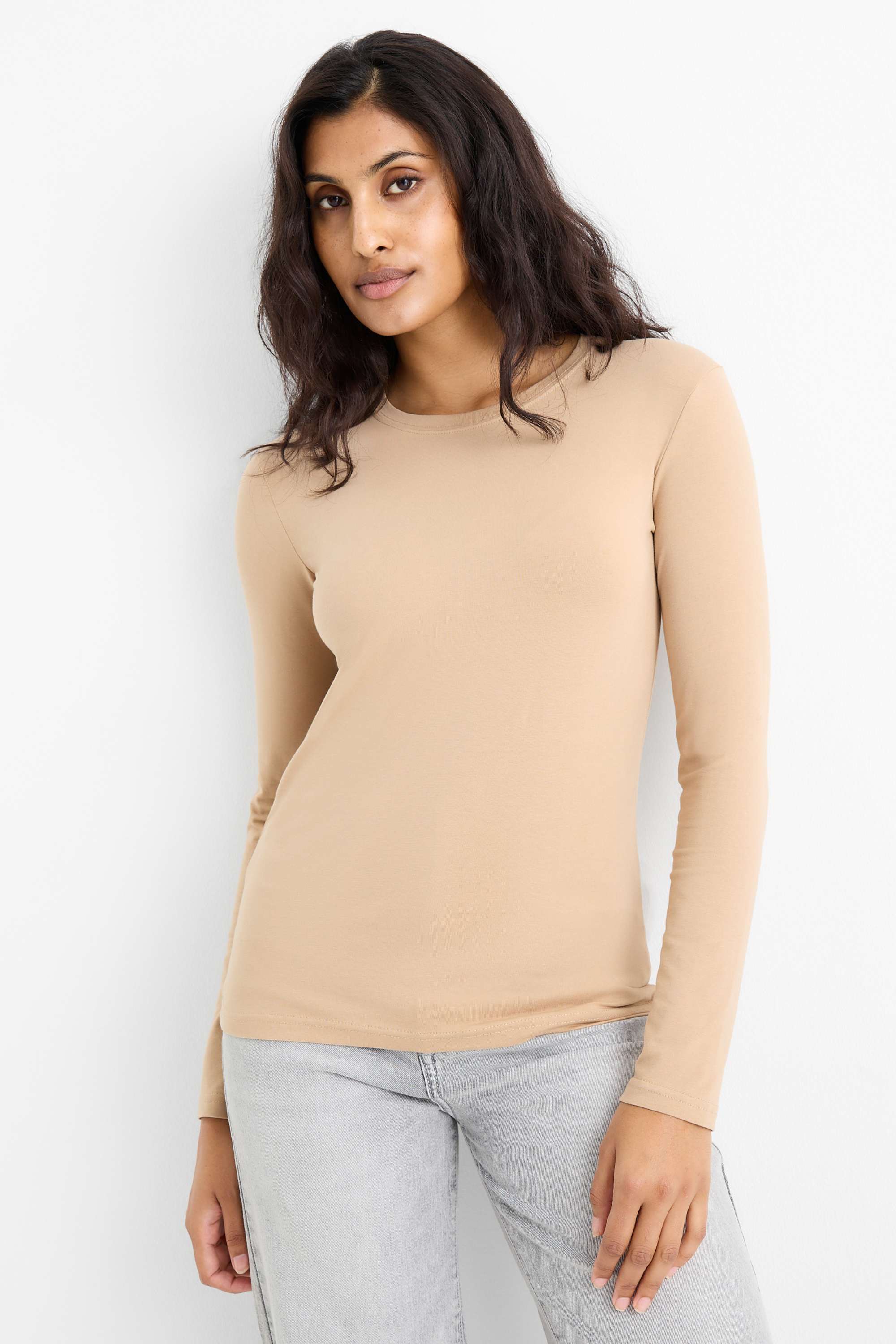 Multipack of 2 - long sleeve top black / beige