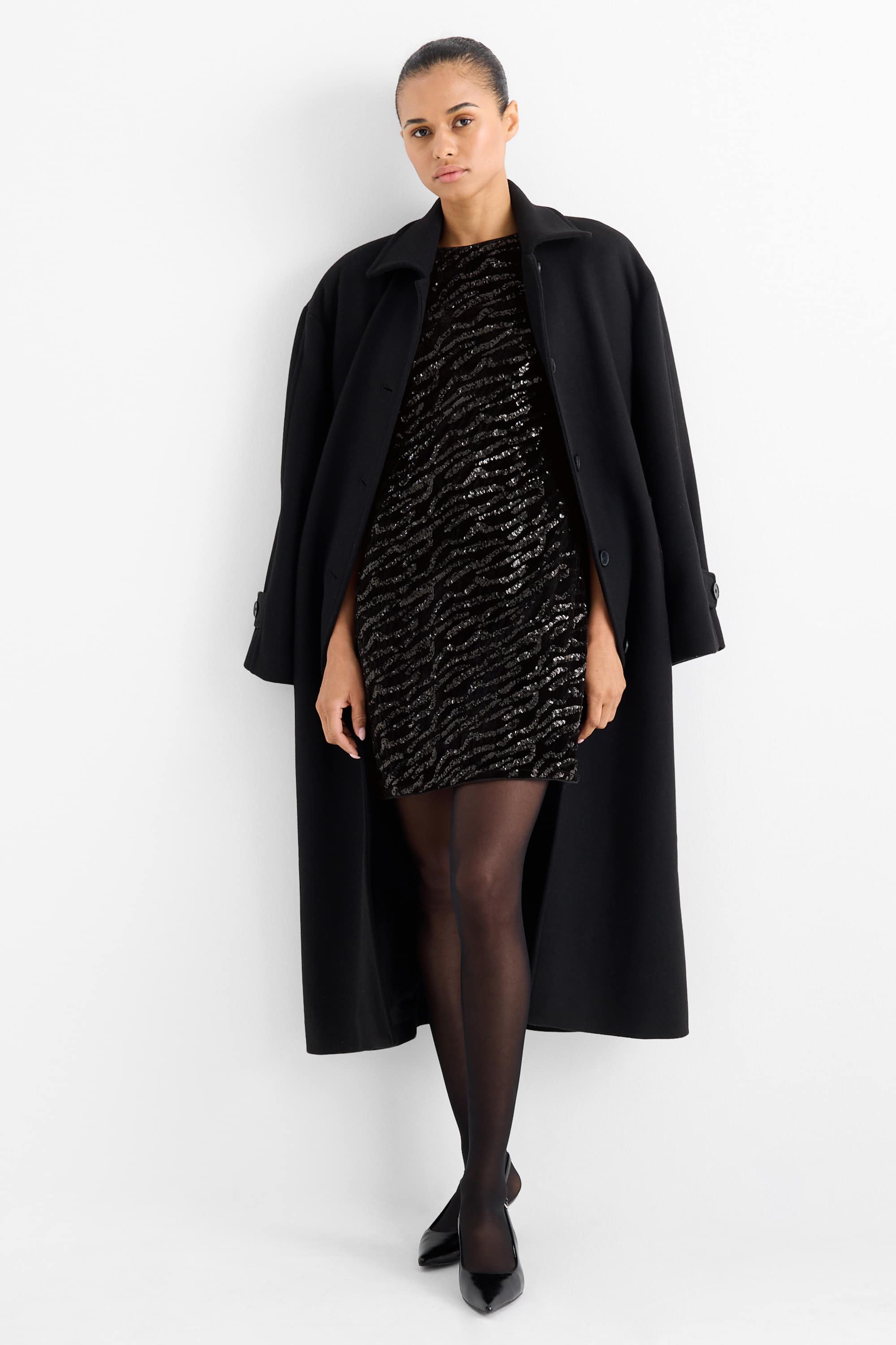 Sequin bodycon dress black