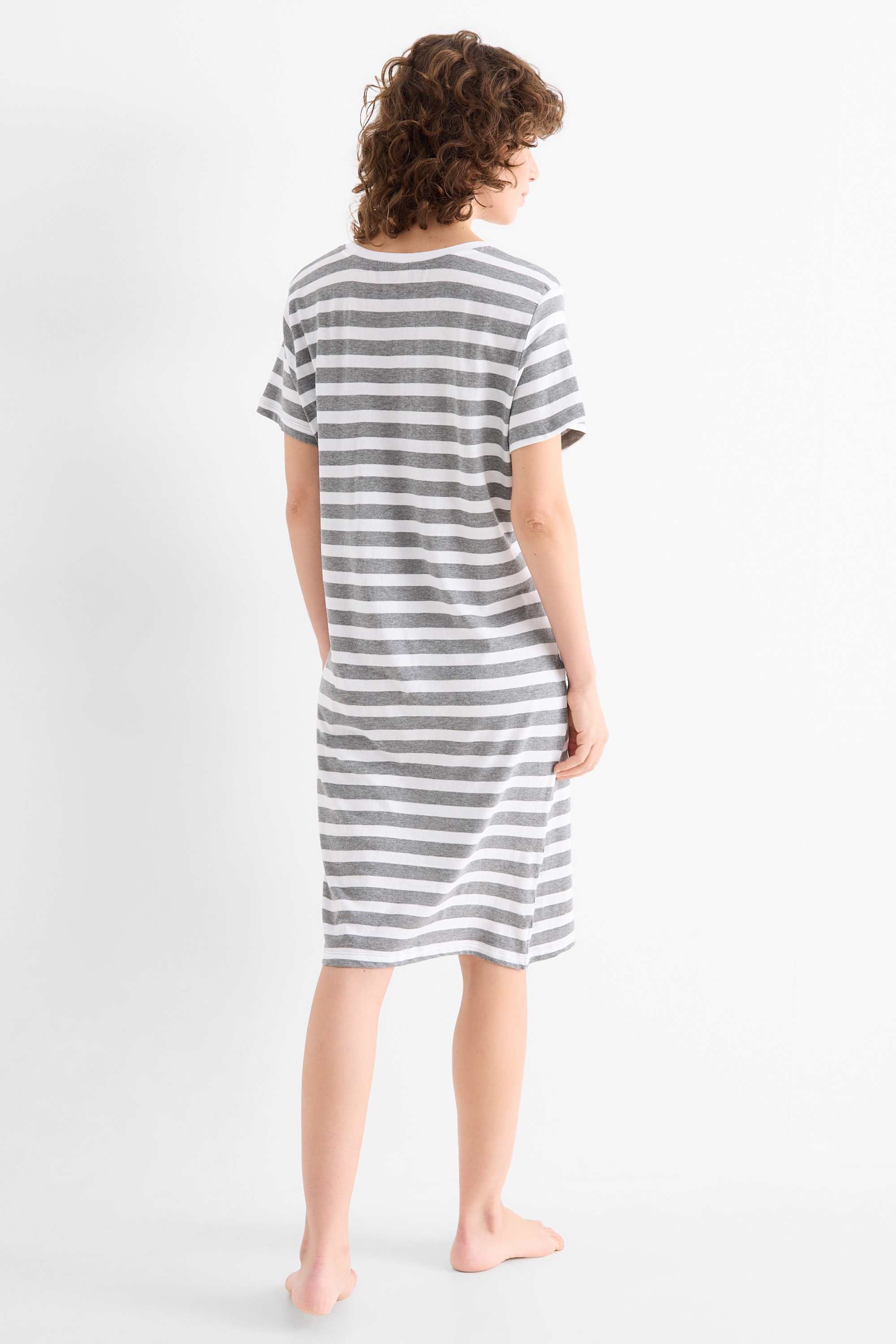 Nightdress - striped - Mickey Mouse gray-melange