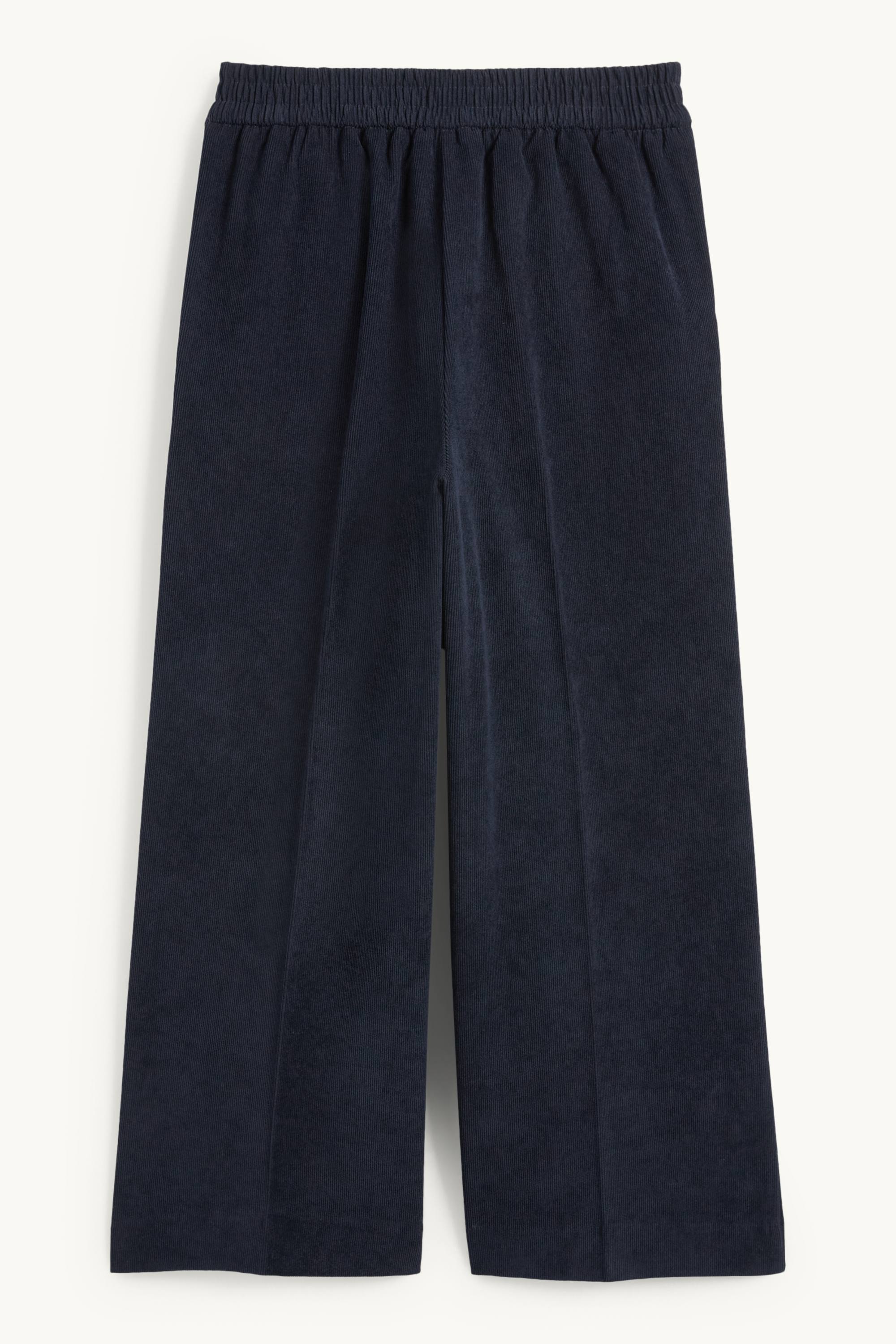 Corduroy trousers - mid-rise waist - wide leg dark blue