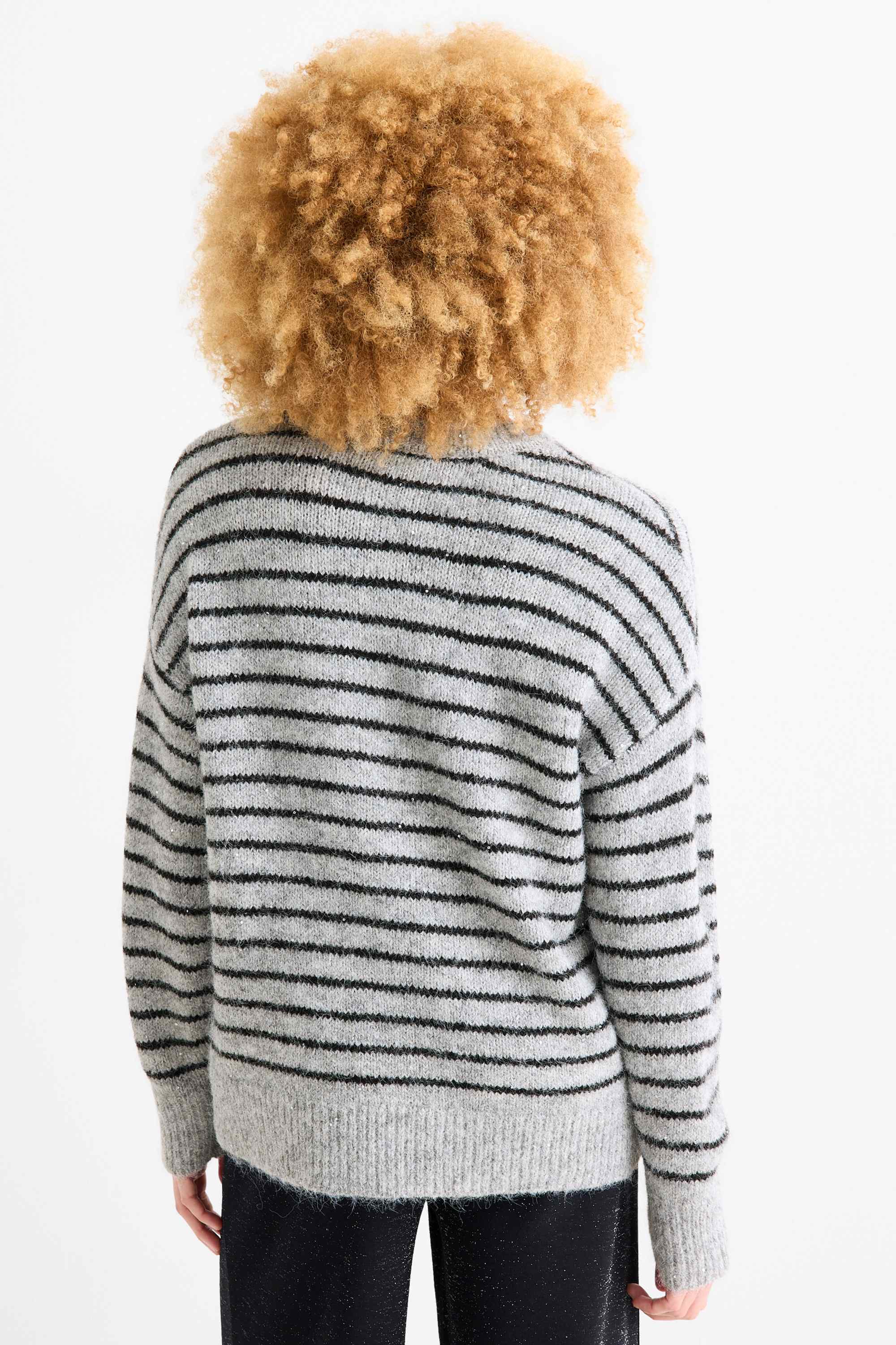 Jumper - shiny - striped gray