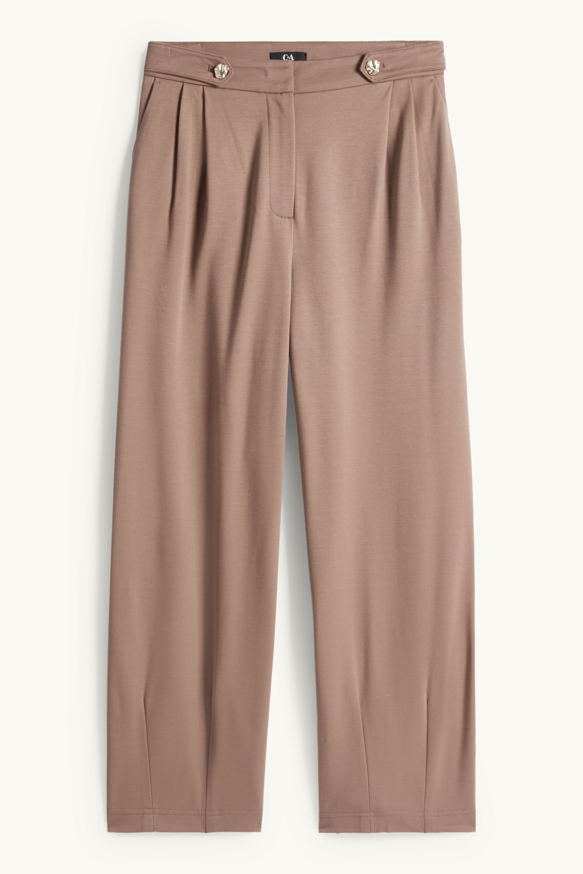 Jersey trousers - high waist - barrel leg light brown