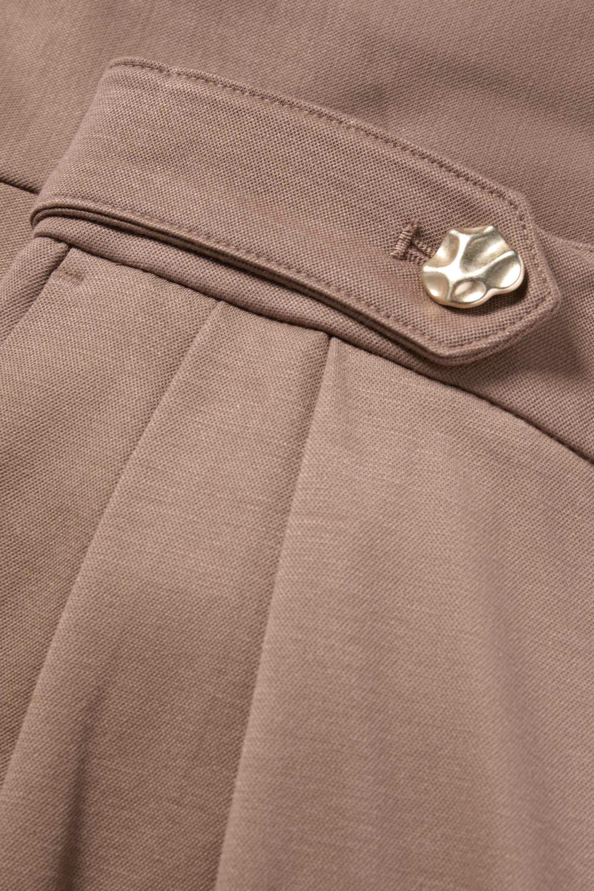 Jersey trousers - high waist - barrel leg light brown