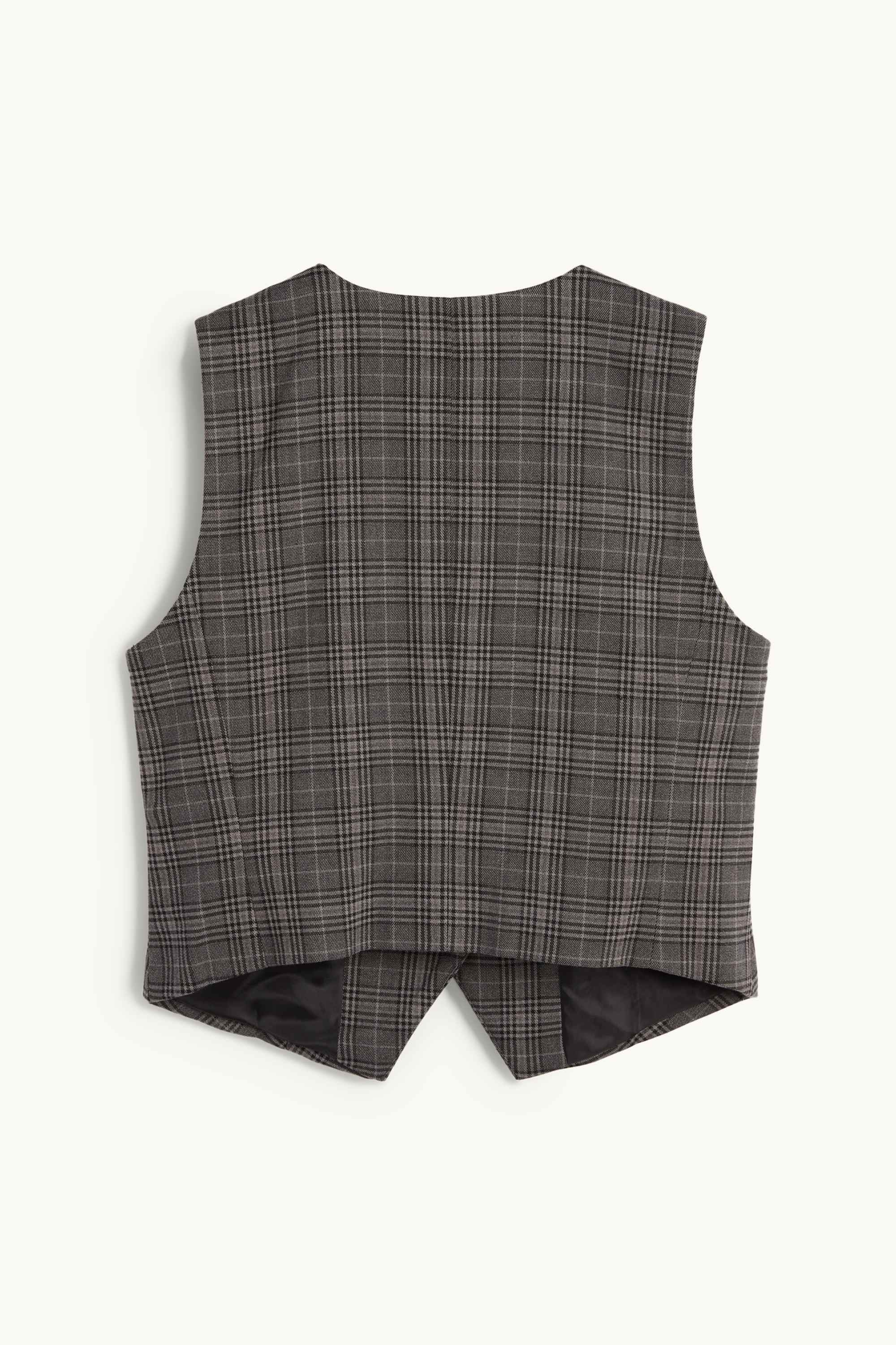 Waistcoat - fitted - check dark gray