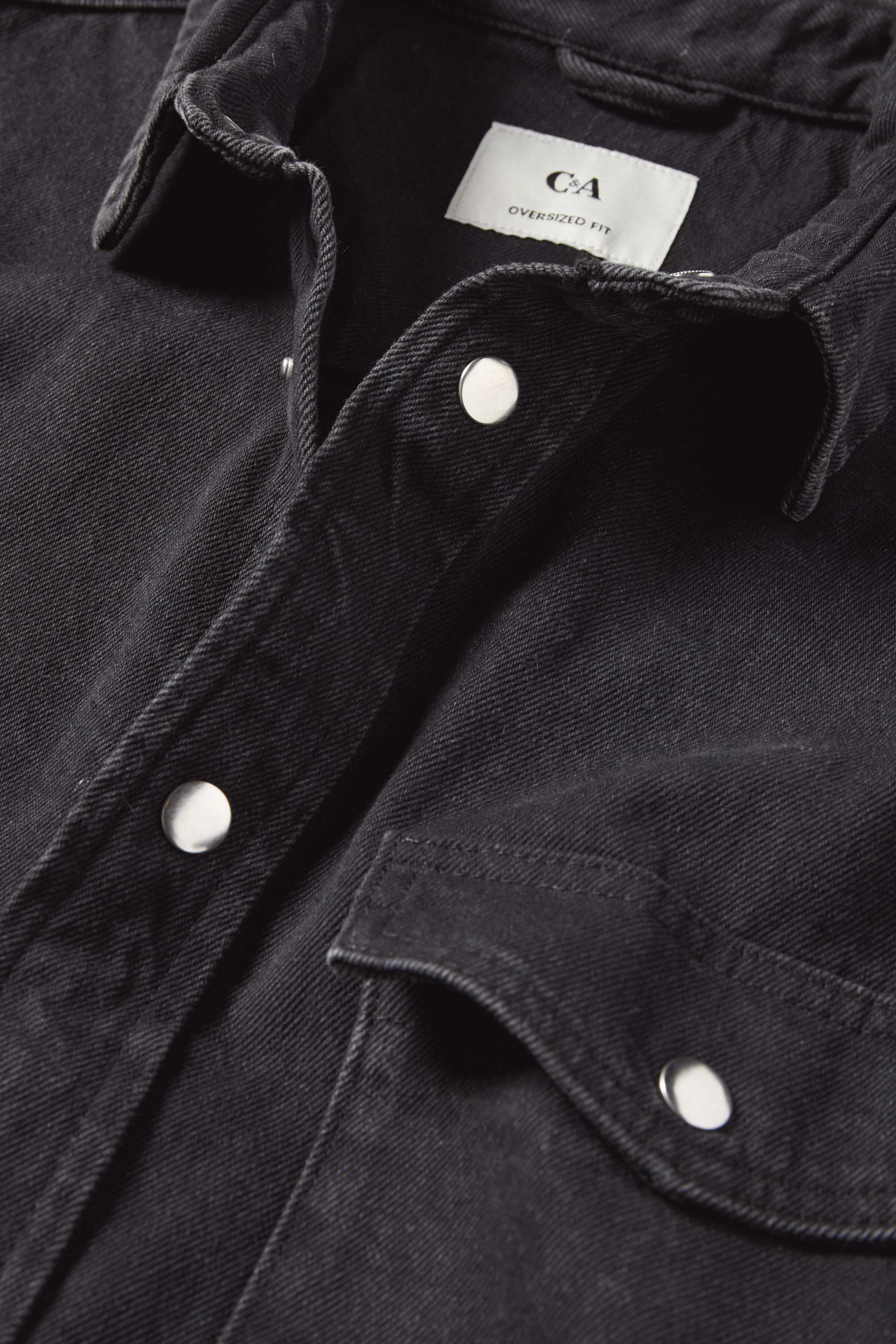 Denim shirt - oversized - kent collar denim-dark gray