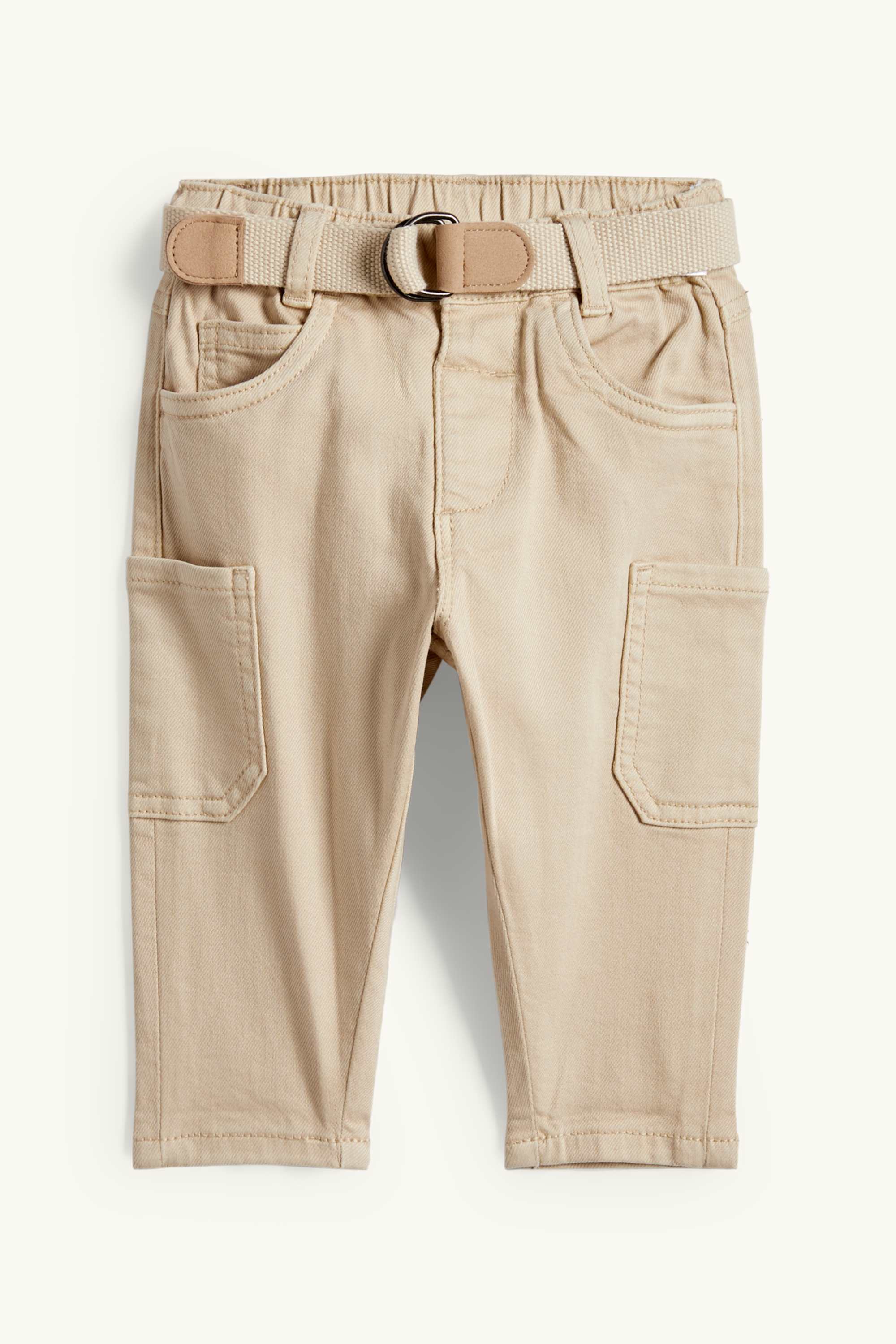 Baby cargo trousers with belt light beige