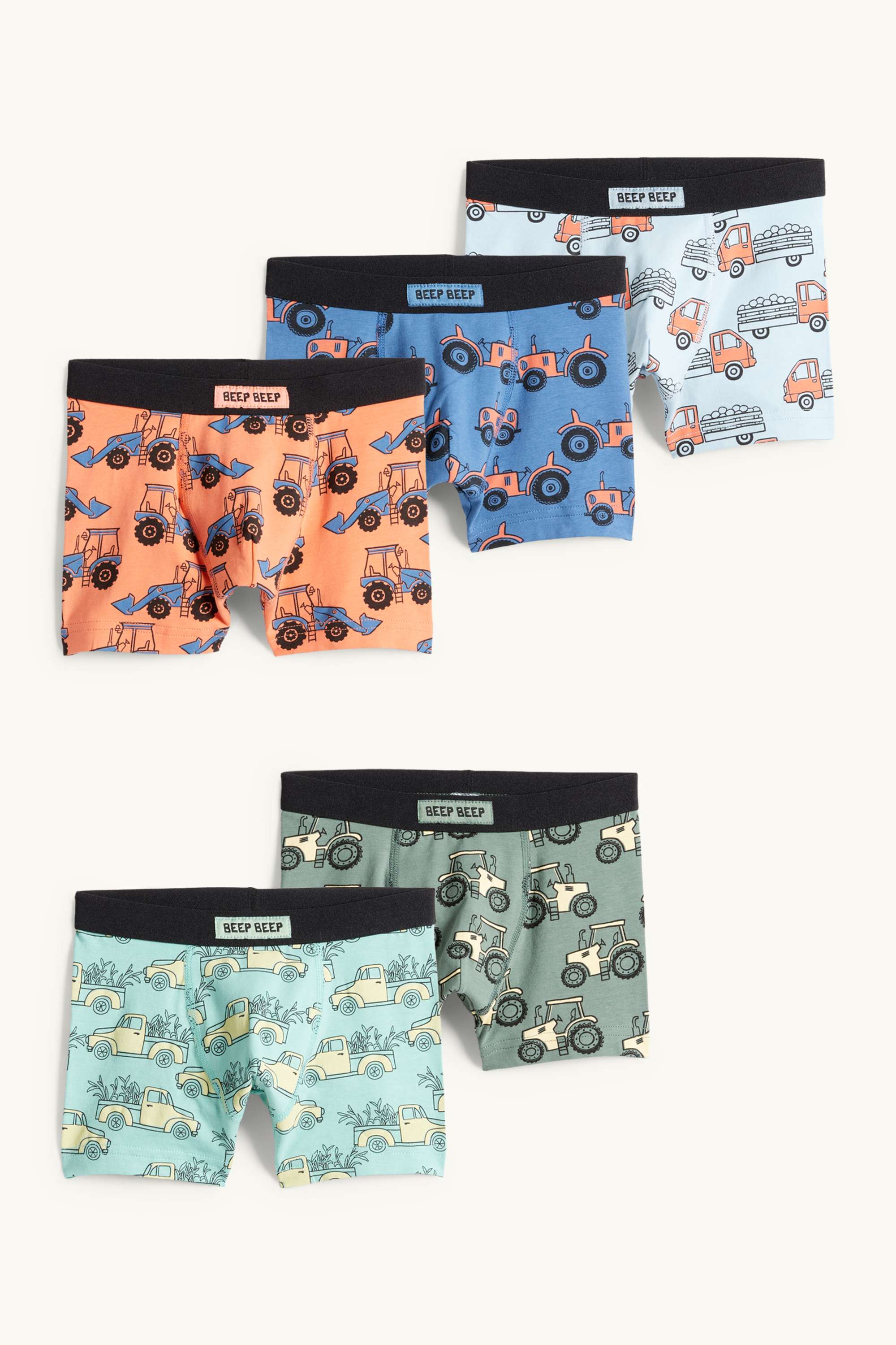 Multipack of 5 - vehicles - boxer shorts light green