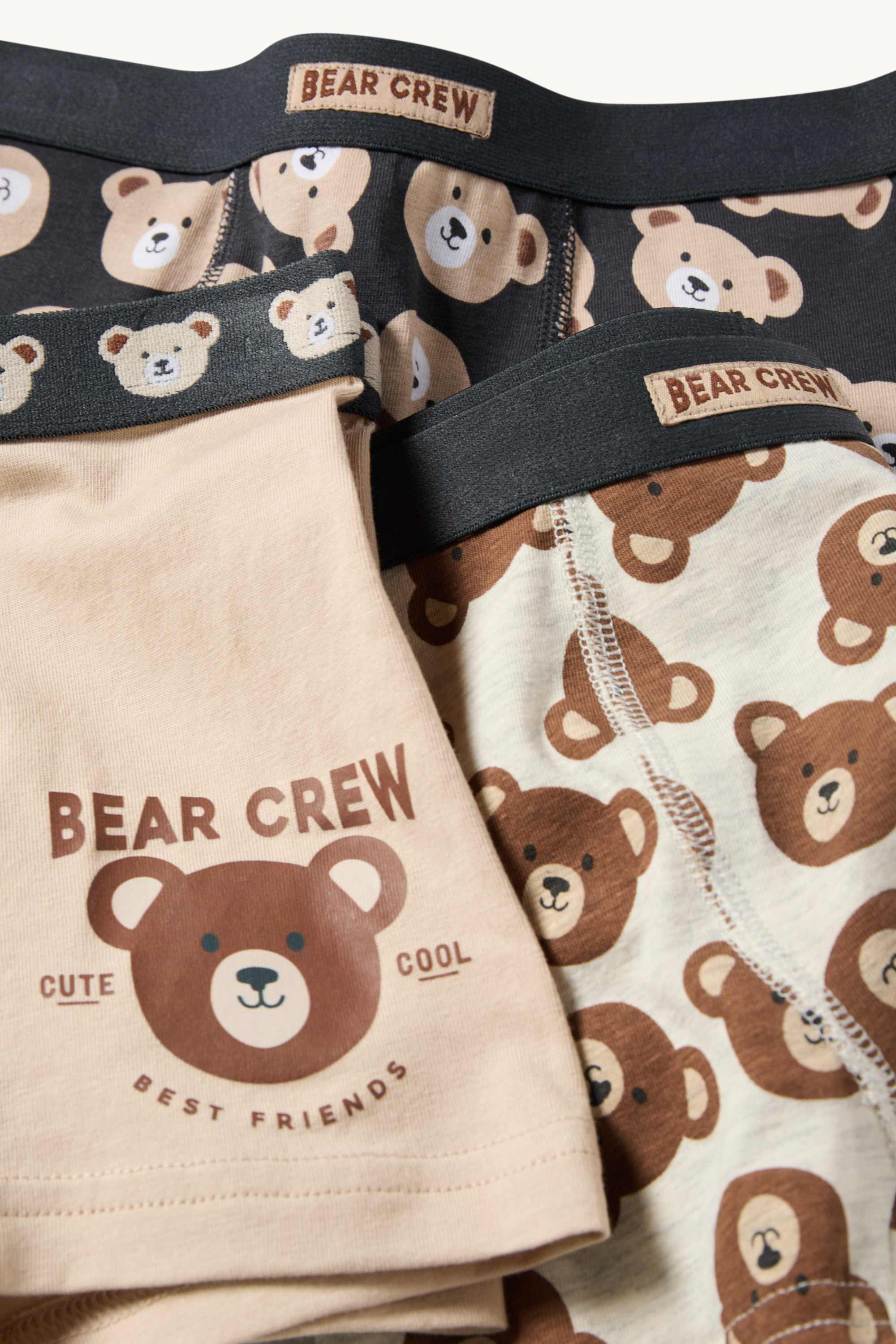 Multipack of 3 - teddy bear - boxer shorts black / beige