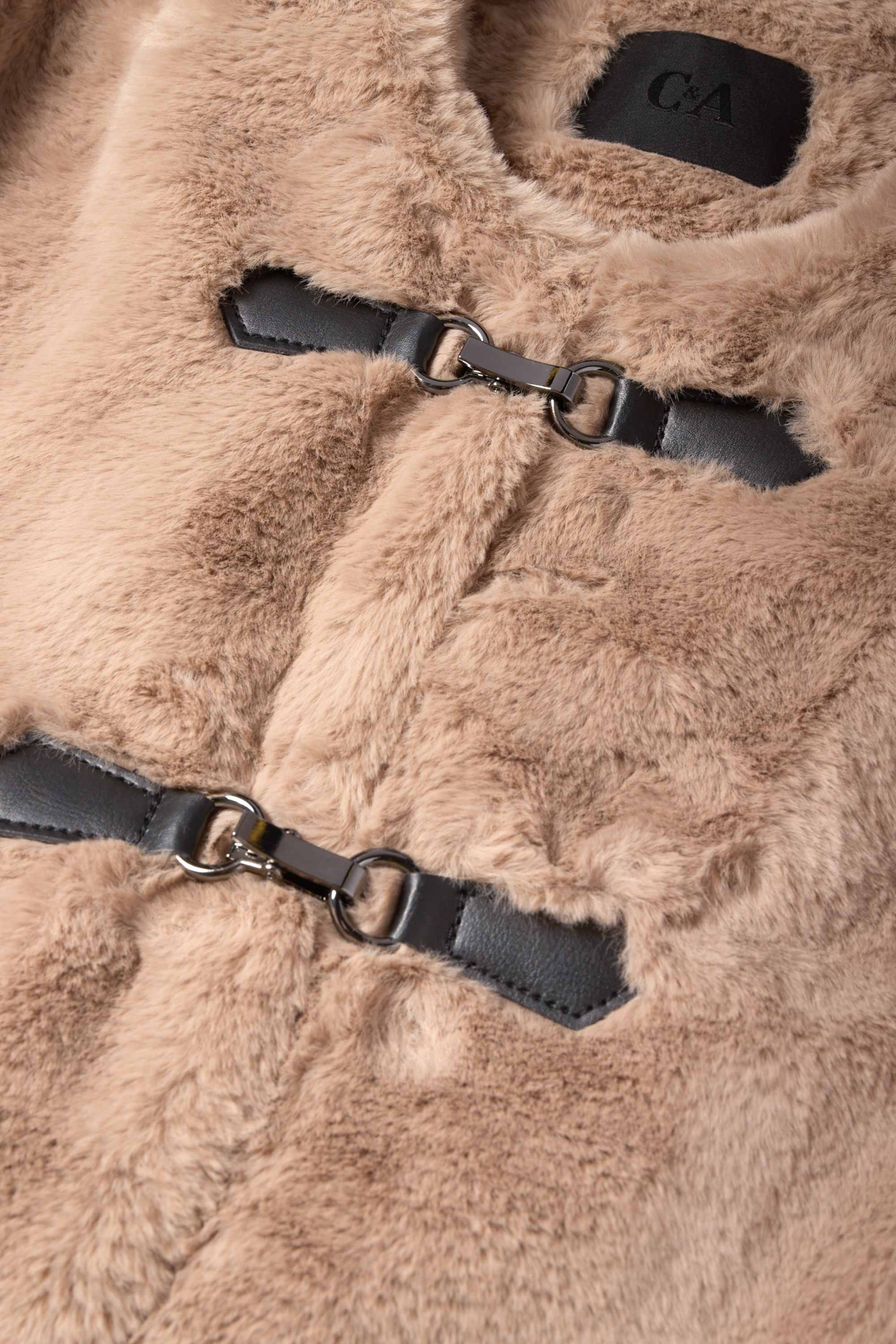 Faux fur jacket brown