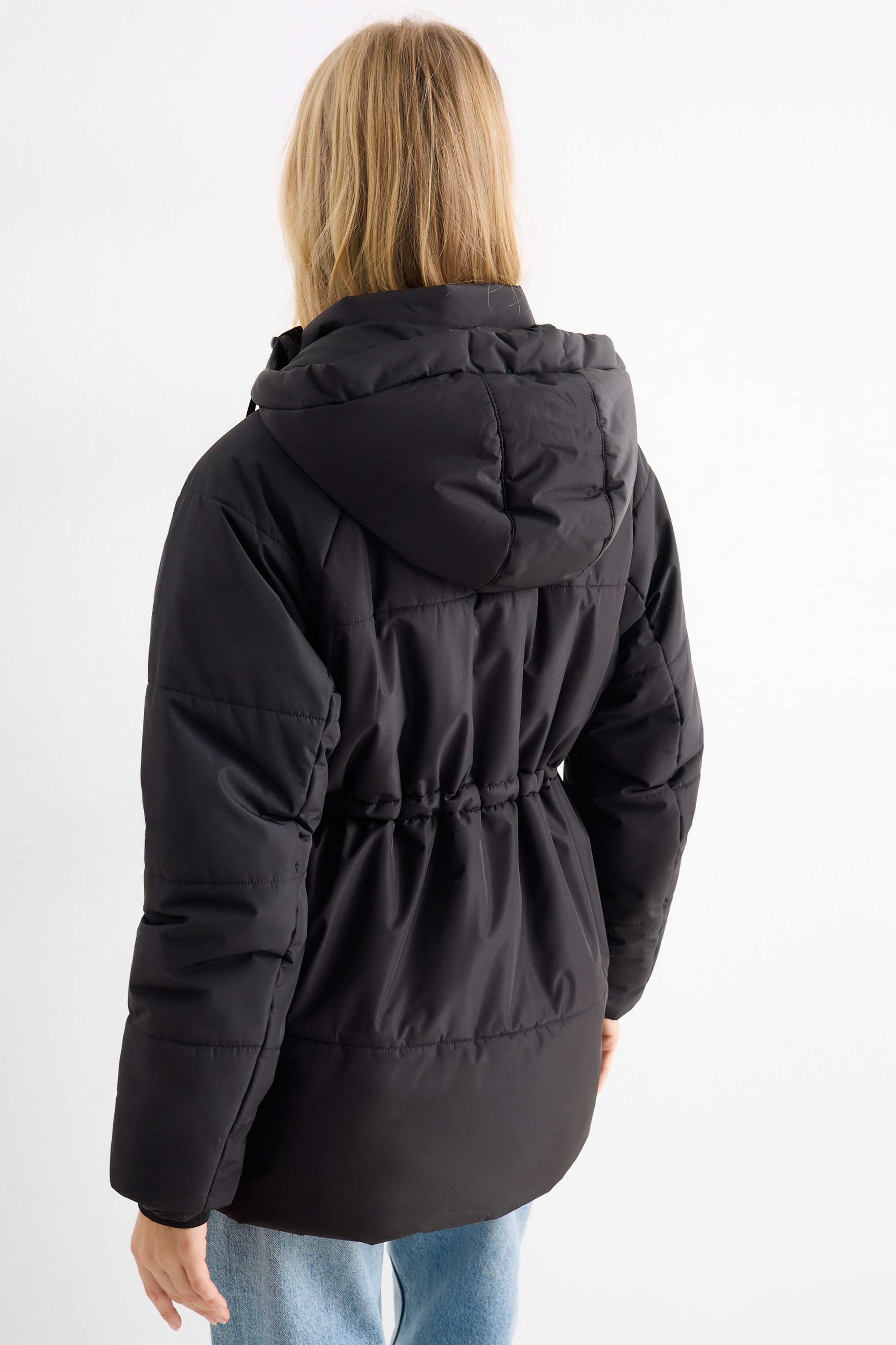 Quilted jacket with hood black