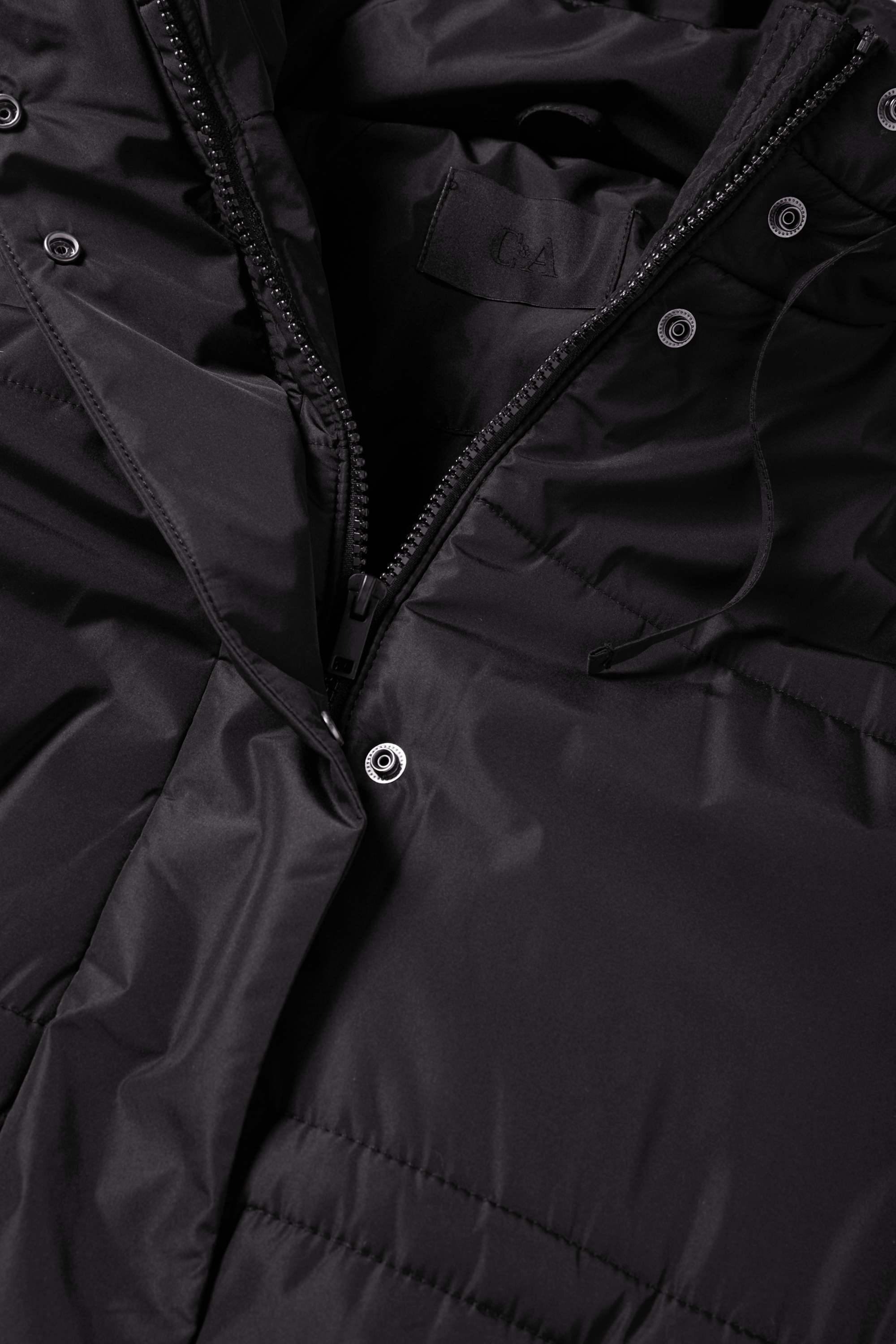 Quilted jacket with hood black