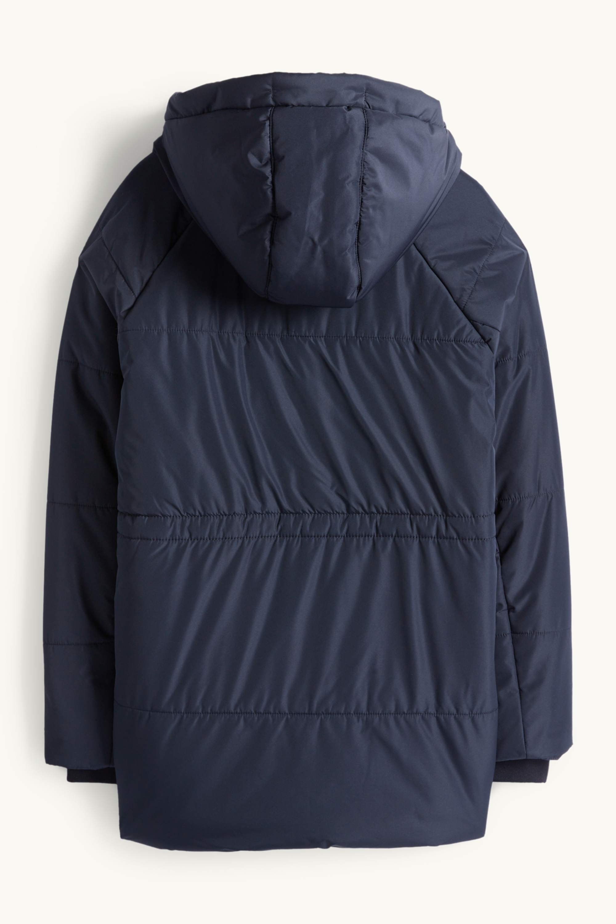 Quilted jacket with hood dark blue