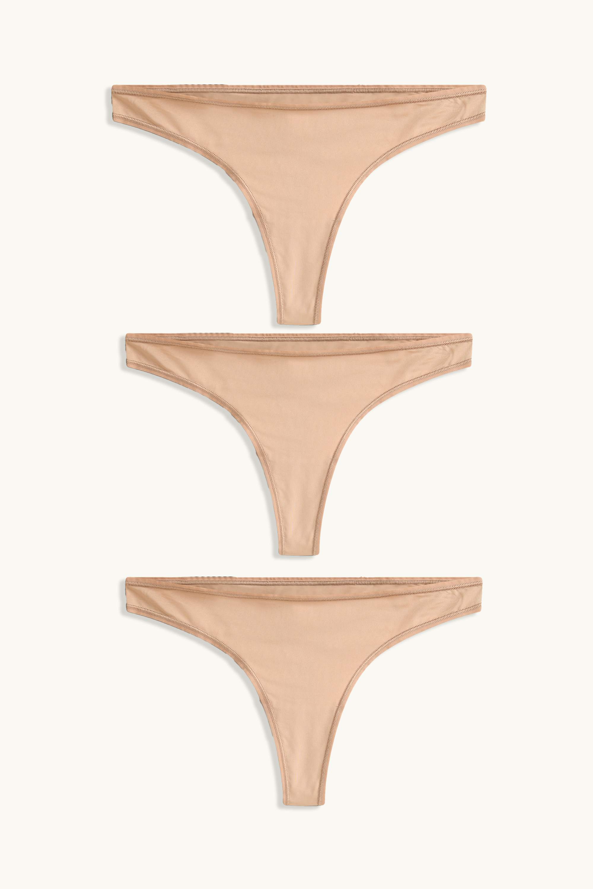 Multipack of 3 - thong light beige