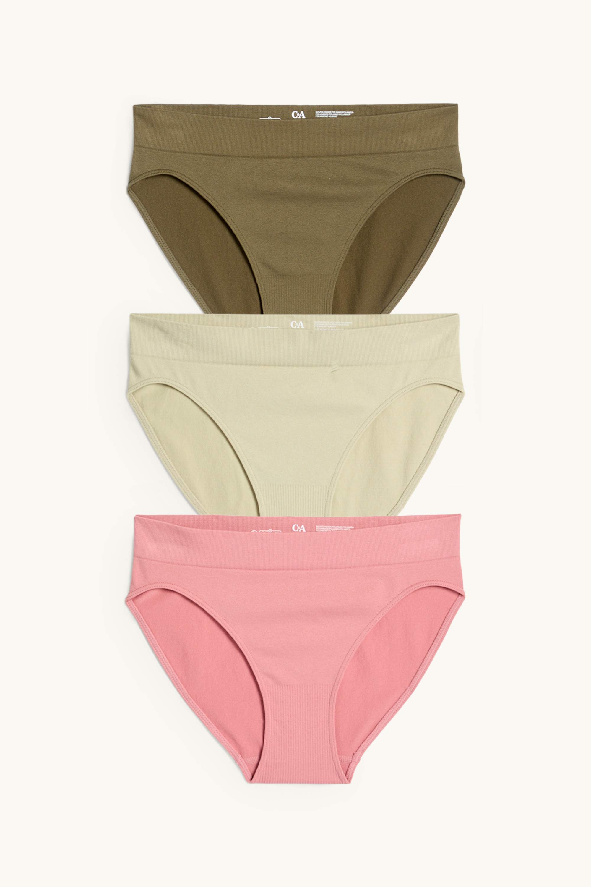 Multipack of 3 - briefs - seamless green / rose