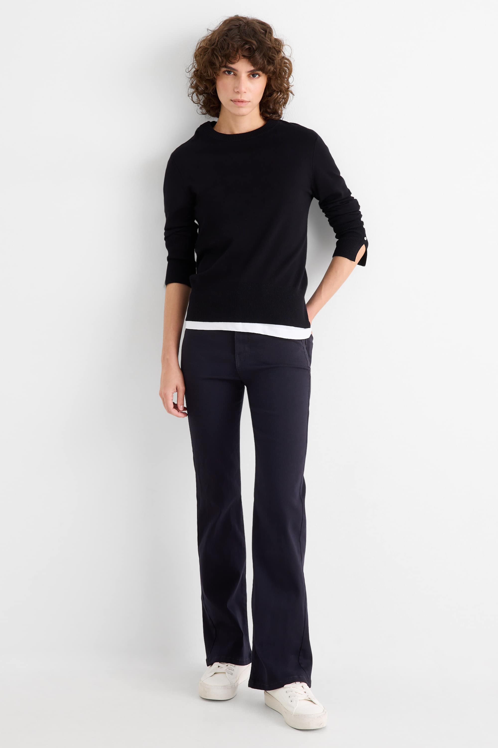 Cloth trousers - high waist - recycled dark blue